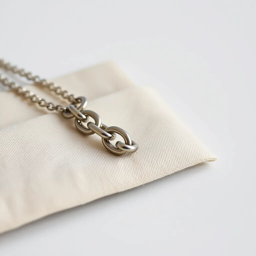 Polished franco chain necklace with detailed links on neutral fabric under soft studio lighting