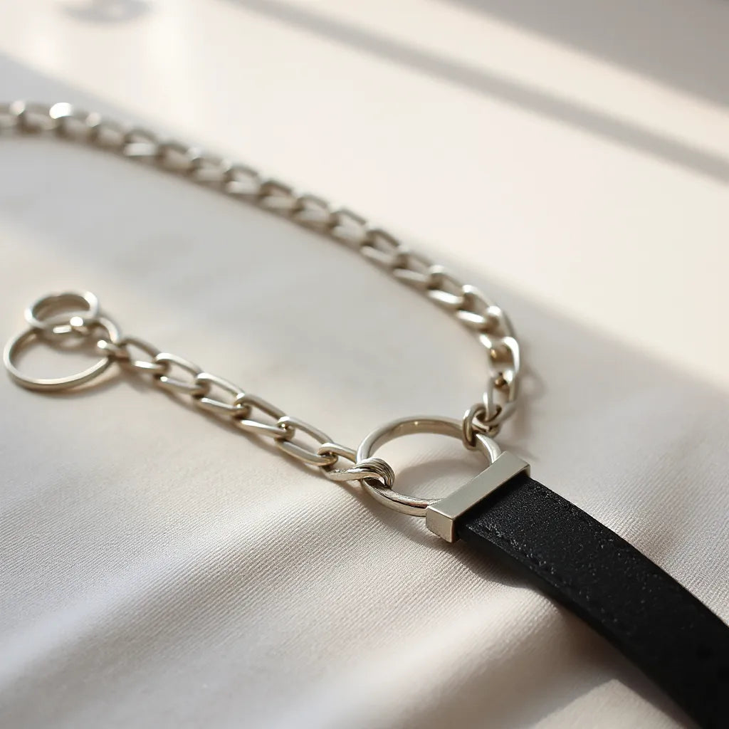 Silver franco chain necklace with soft highlights on neutral fabric background