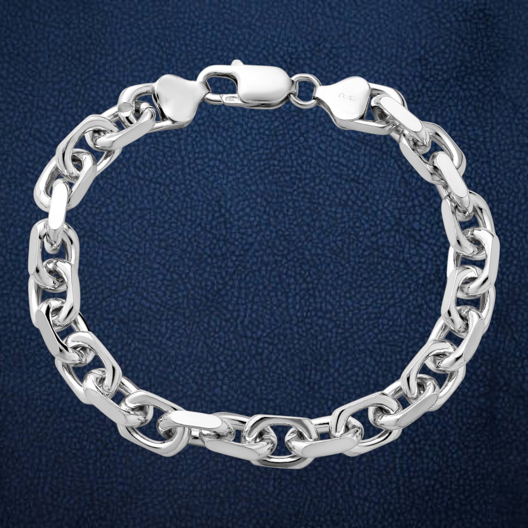 Real Italian 925 Sterling Silver Anchor Bracelet - Mens