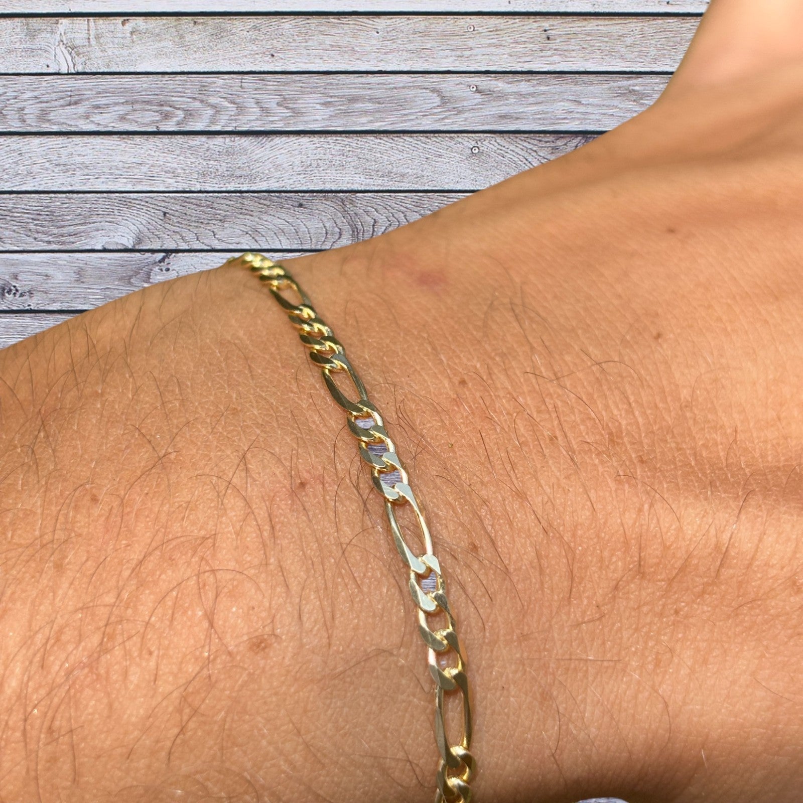 925 Sterling Silver 3mm Figaro Bracelet