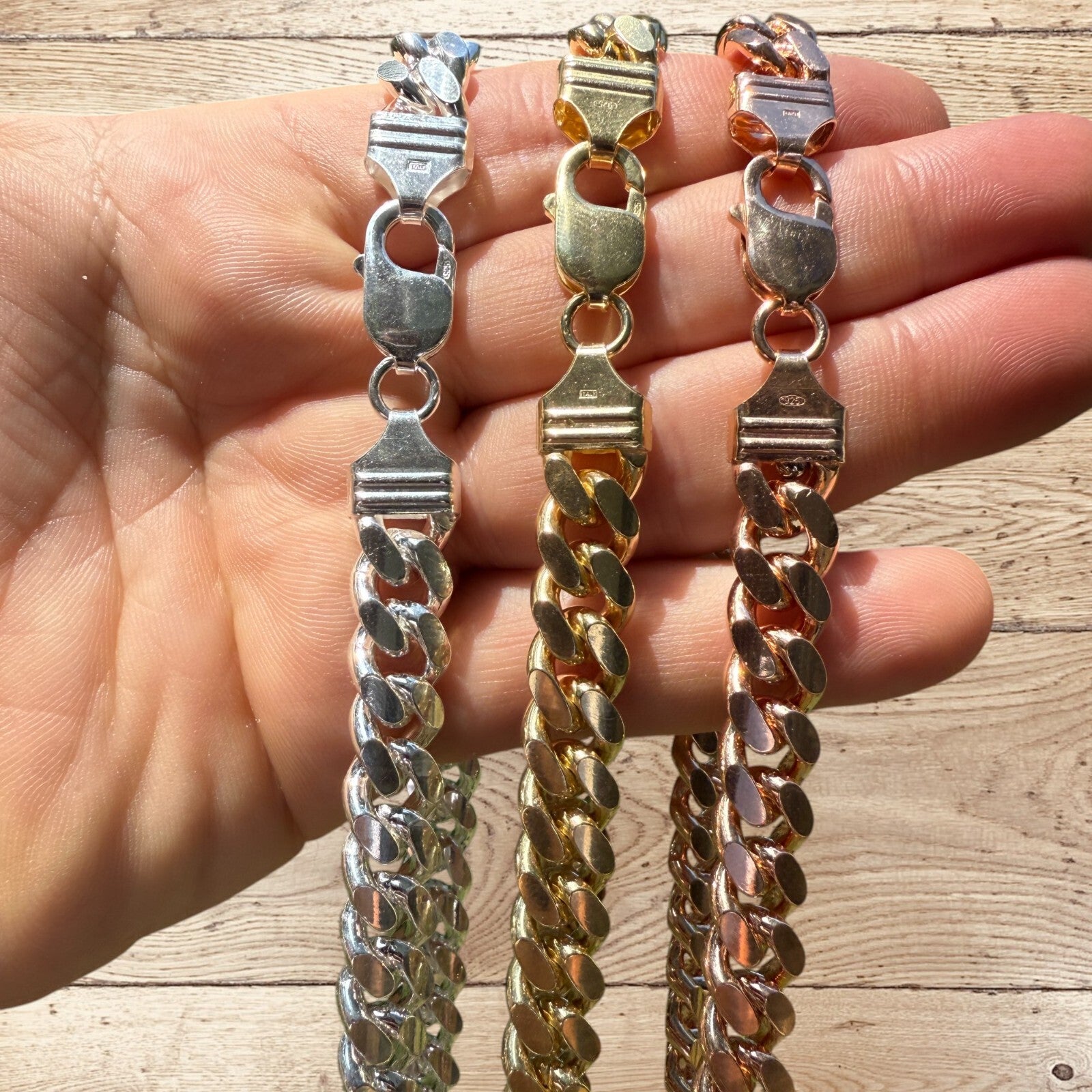 Collier en argent sterling 925 avec chaîne Miami Cuban de 10 mm