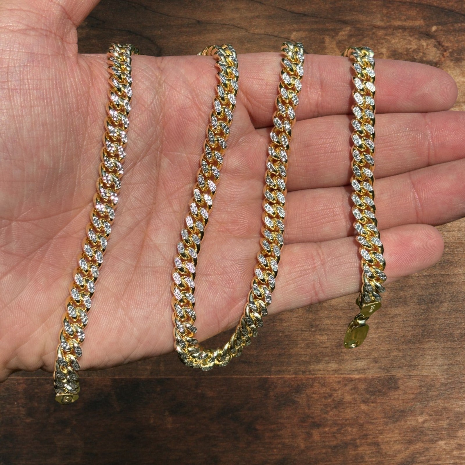 Collier en argent sterling 925 avec chaîne cubaine Miami taille diamant de 7 mm