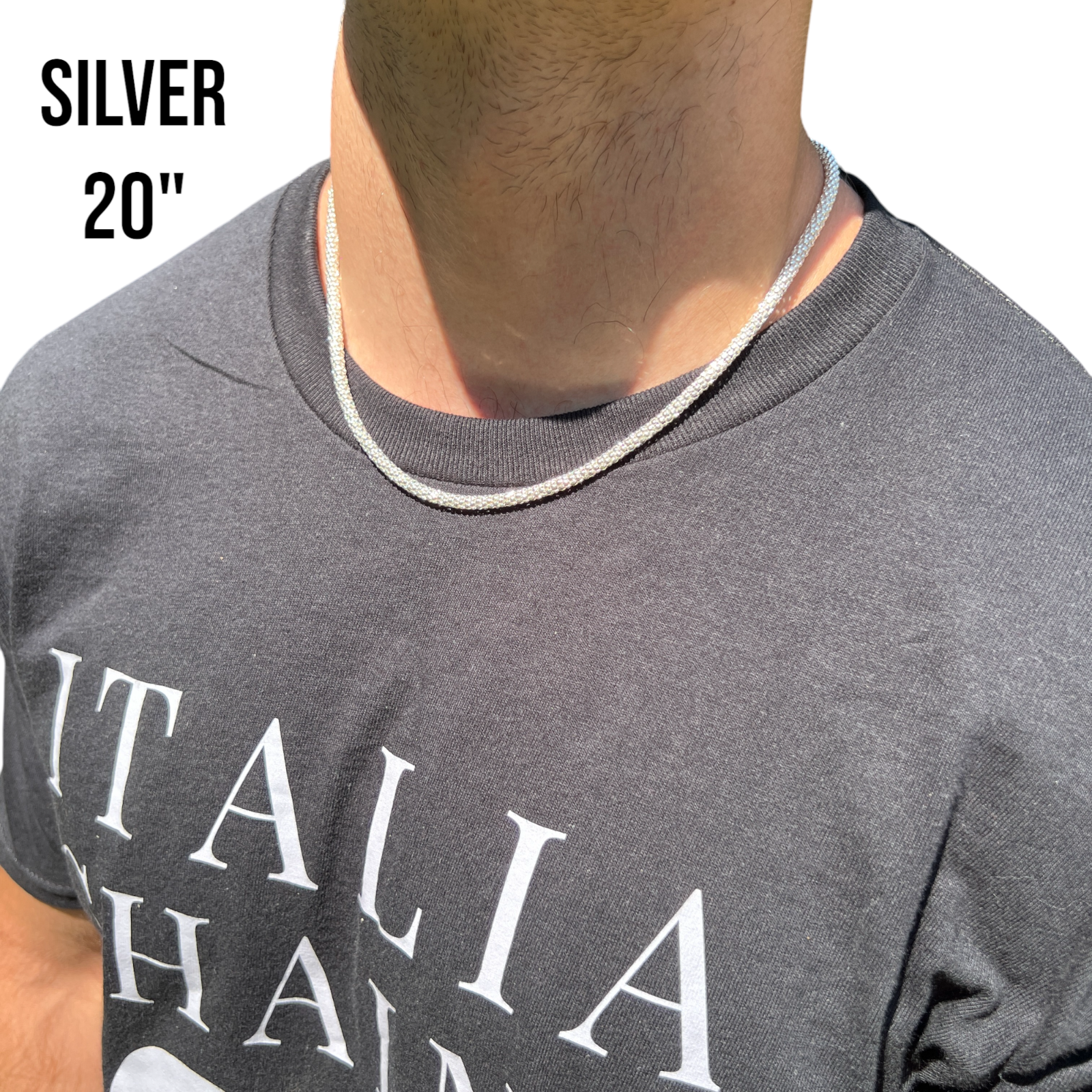 925 Sterling Silver 4mm Popcorn Ice Link Chain Necklace