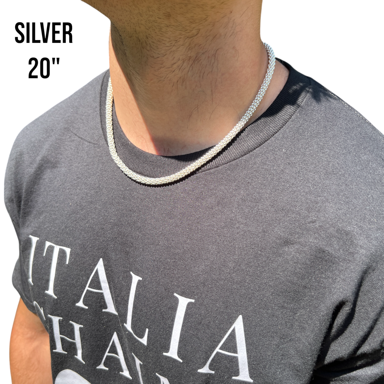 Collier à maillons Popcorn Ice en argent sterling 925 de 6 mm