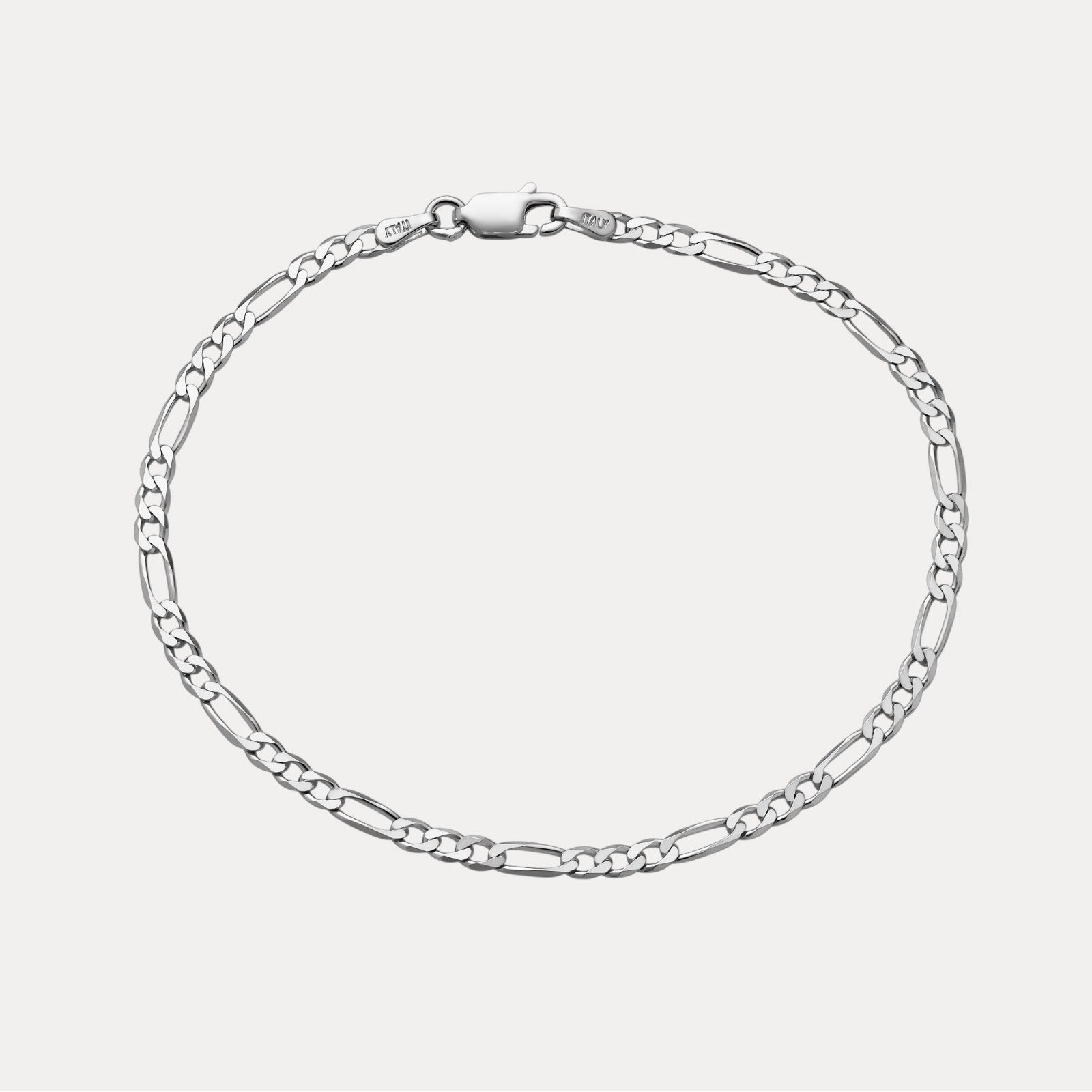 925 Sterling Silver 3mm Figaro Bracelet