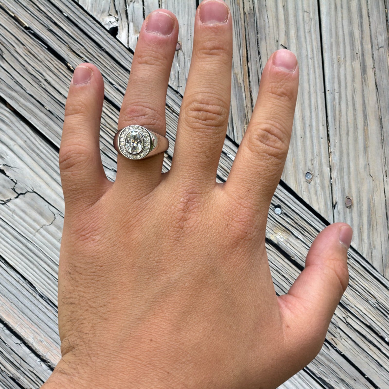 925 Sterling Silver Oval Cut Ring With Moissanite