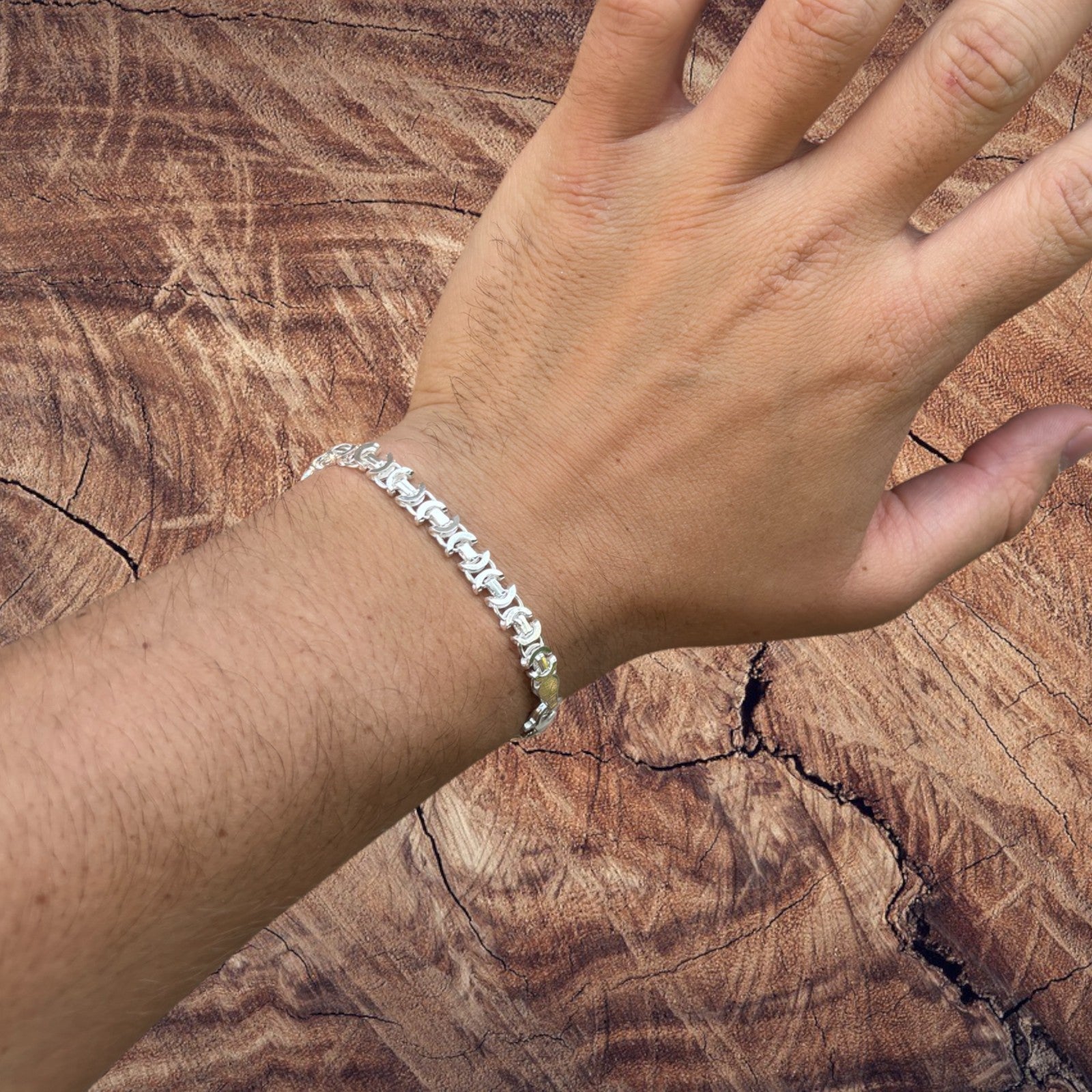 925 Sterling Silver 6mm Flat Byzantine Bracelet