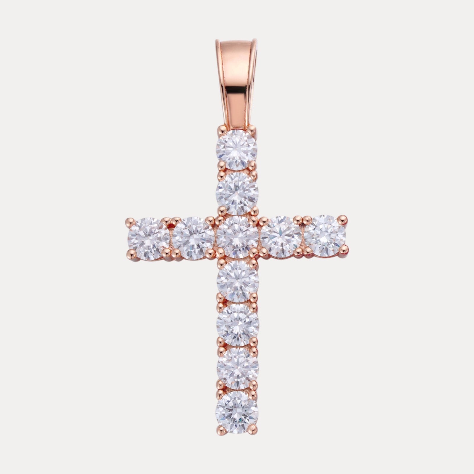 925 Sterling Silver Small Tennis Cross Pendant With Moissanite - Large