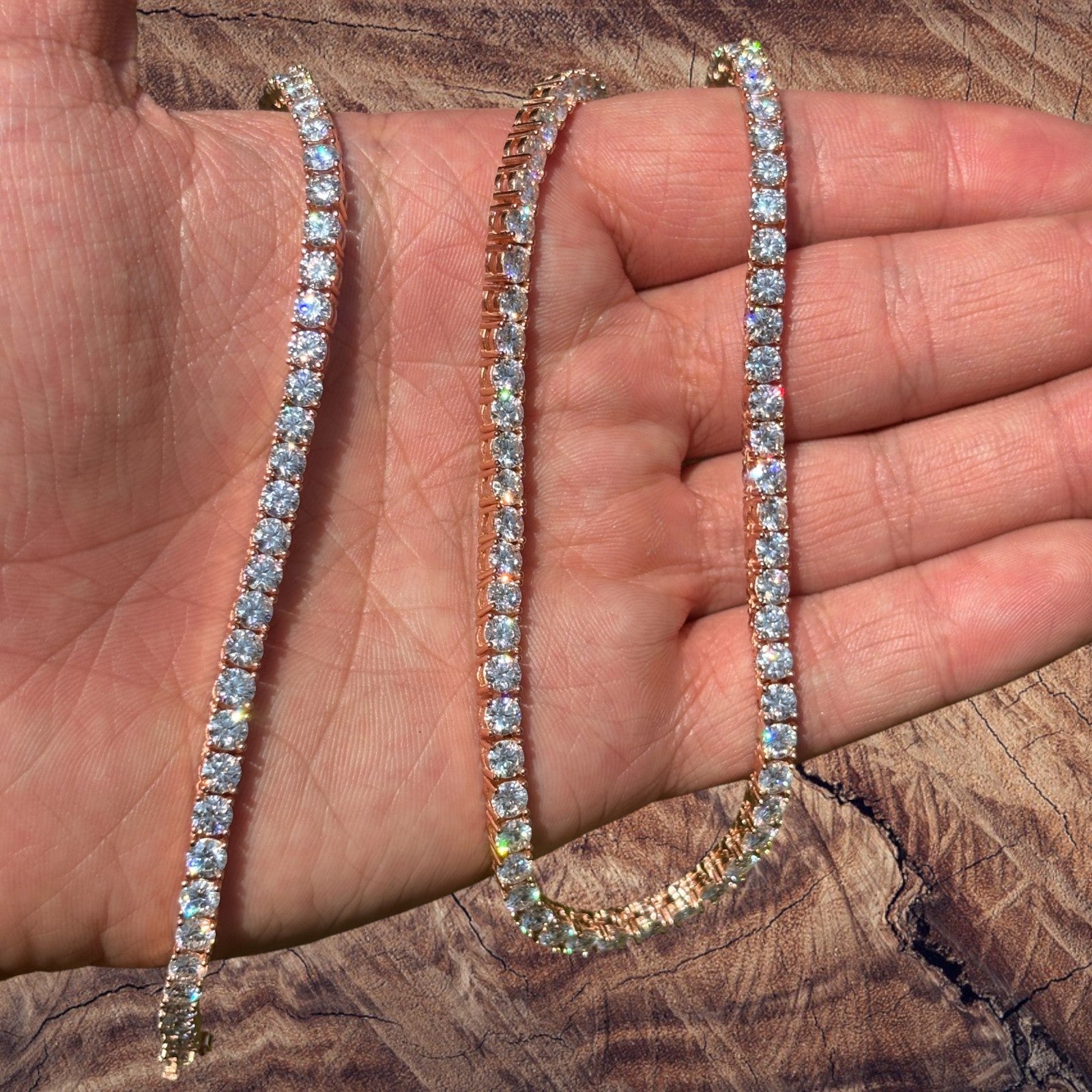 Collier chaîne tennis en argent sterling 925 de 4 mm avec zircone cubique ou moissanite