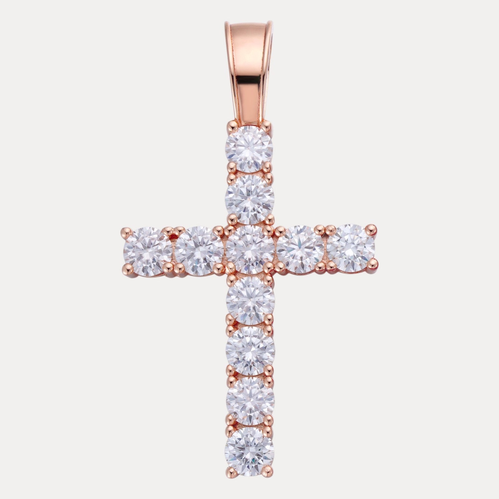 925 Sterling Silver Small Tennis Cross Pendant With Moissanite - X-Large