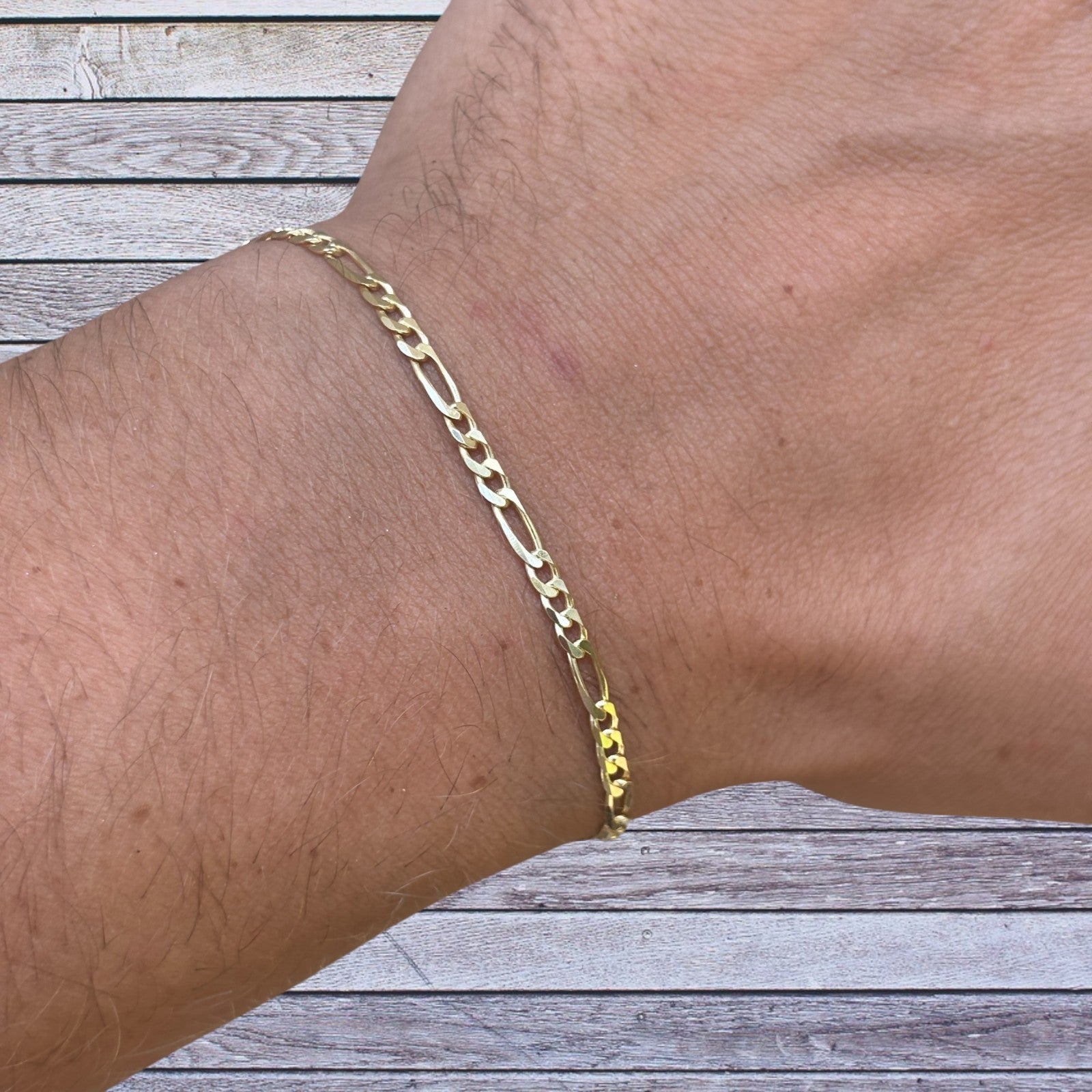 925 Sterling Silver 3mm Figaro Bracelet