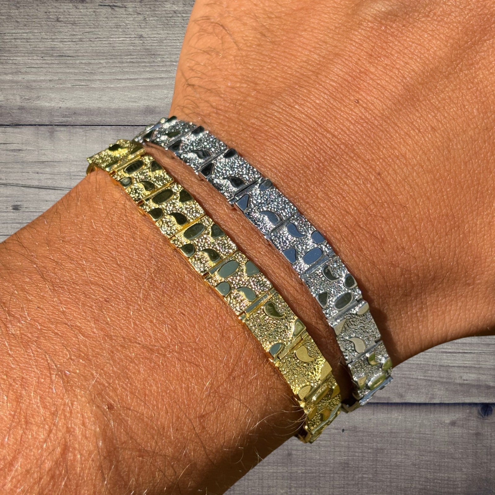 Bracelet à maillons pépites personnalisé en argent sterling 925 de 8 mm