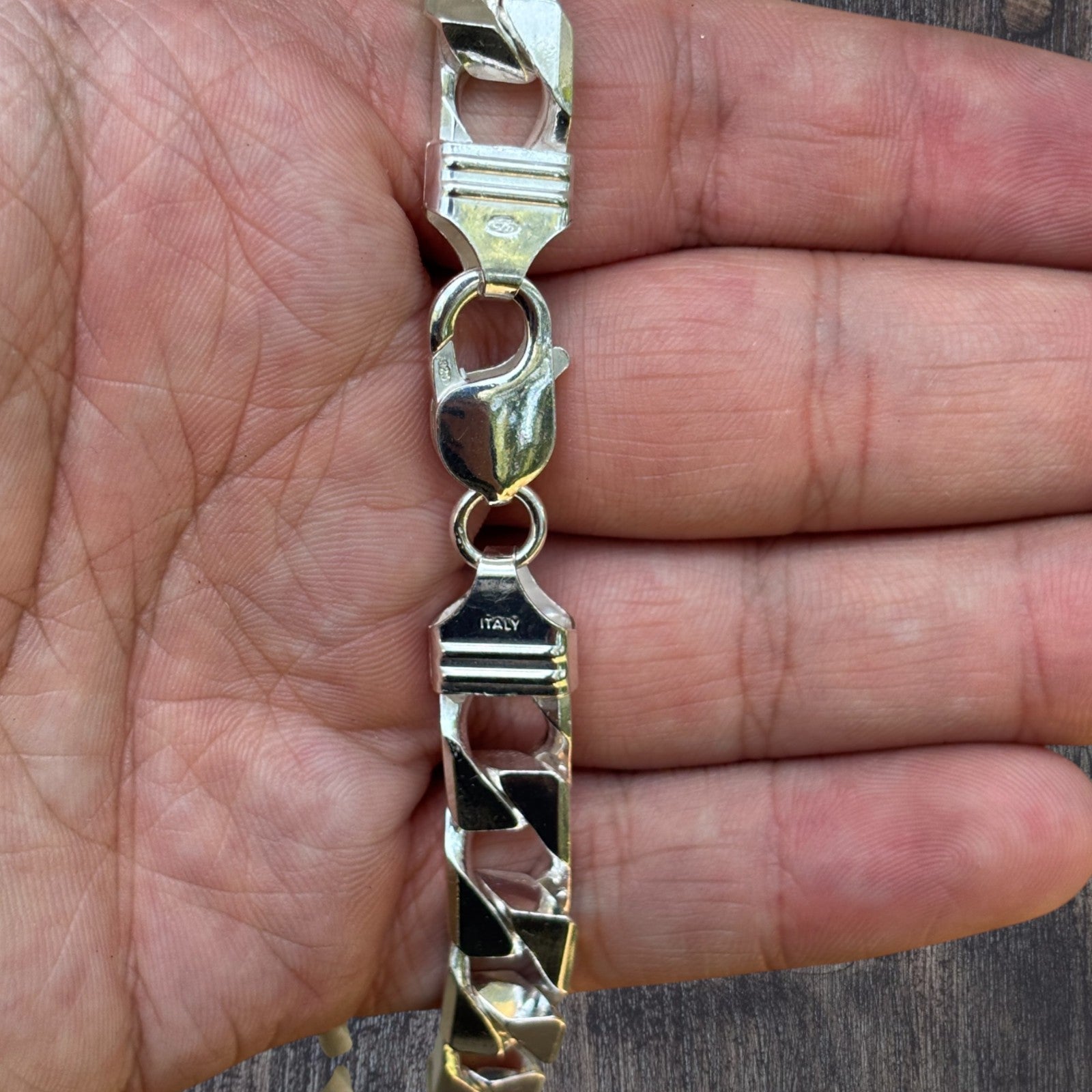 925 Sterling Silver 10mm Square Curb Chain Necklace
