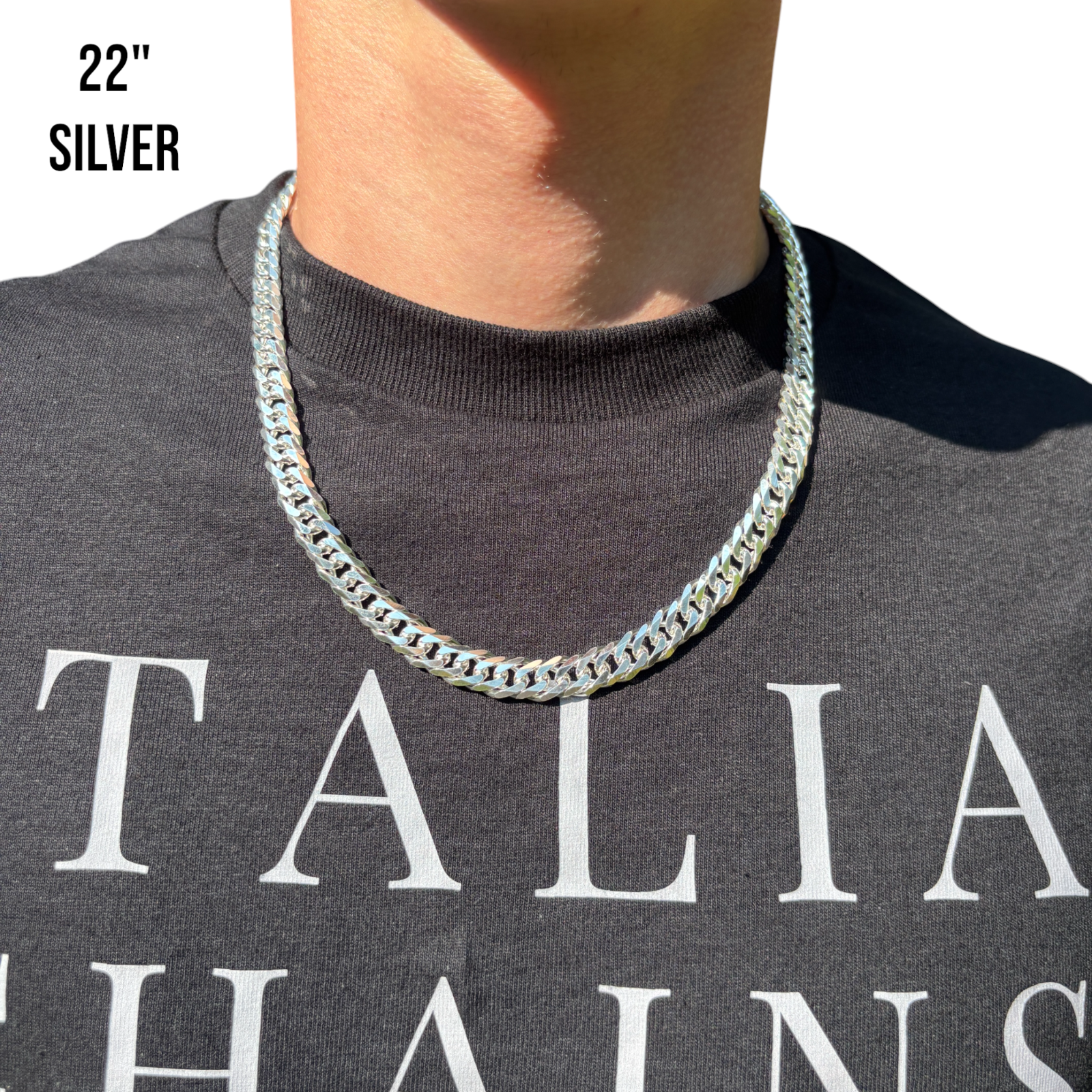 Collier à double chaîne gourmette de 8 mm en argent sterling 925