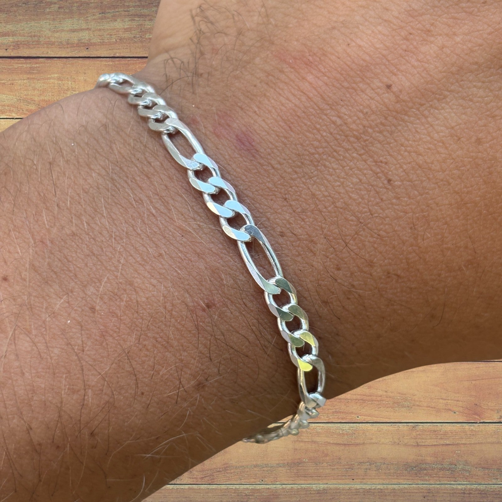 925 Sterling Silver 5mm Figaro Bracelet