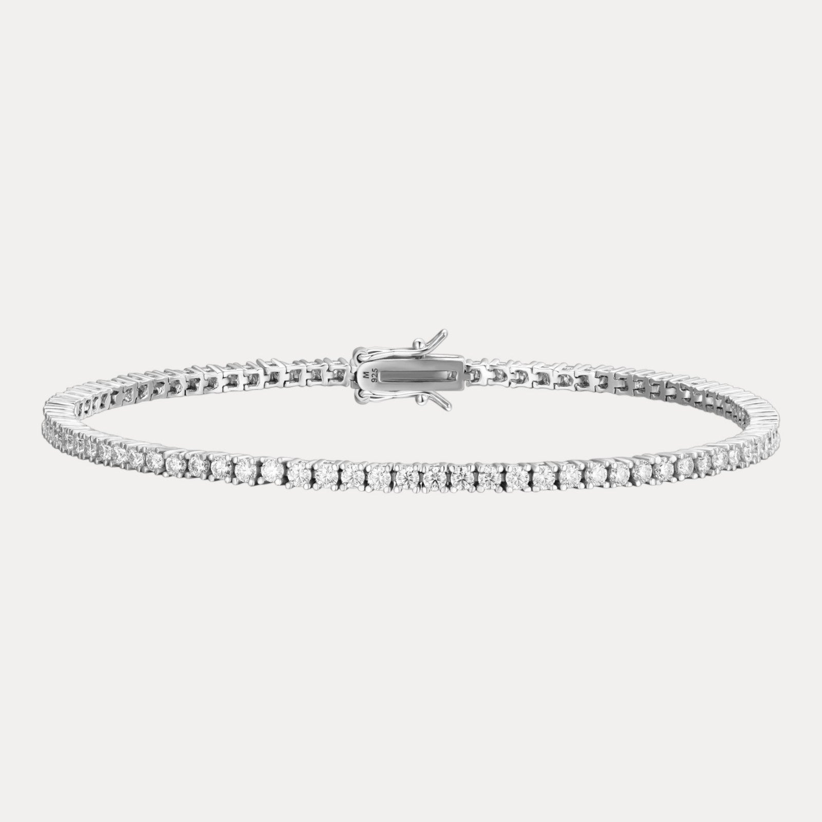 925 Sterling Silver 2mm Tennis Bracelet - CZ Or Moissanite 