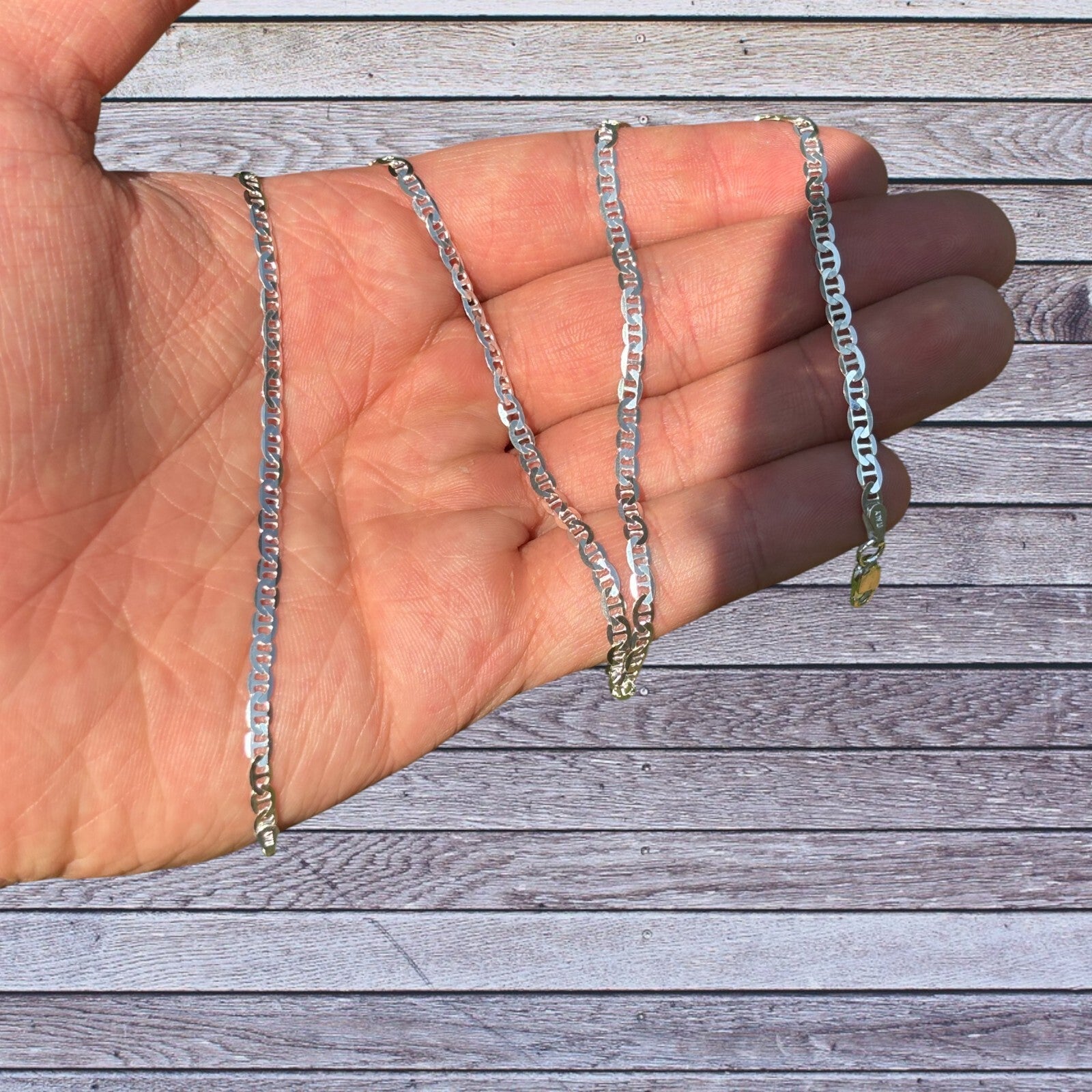 925 Sterling Silver 3mm Mariner Chain Necklace