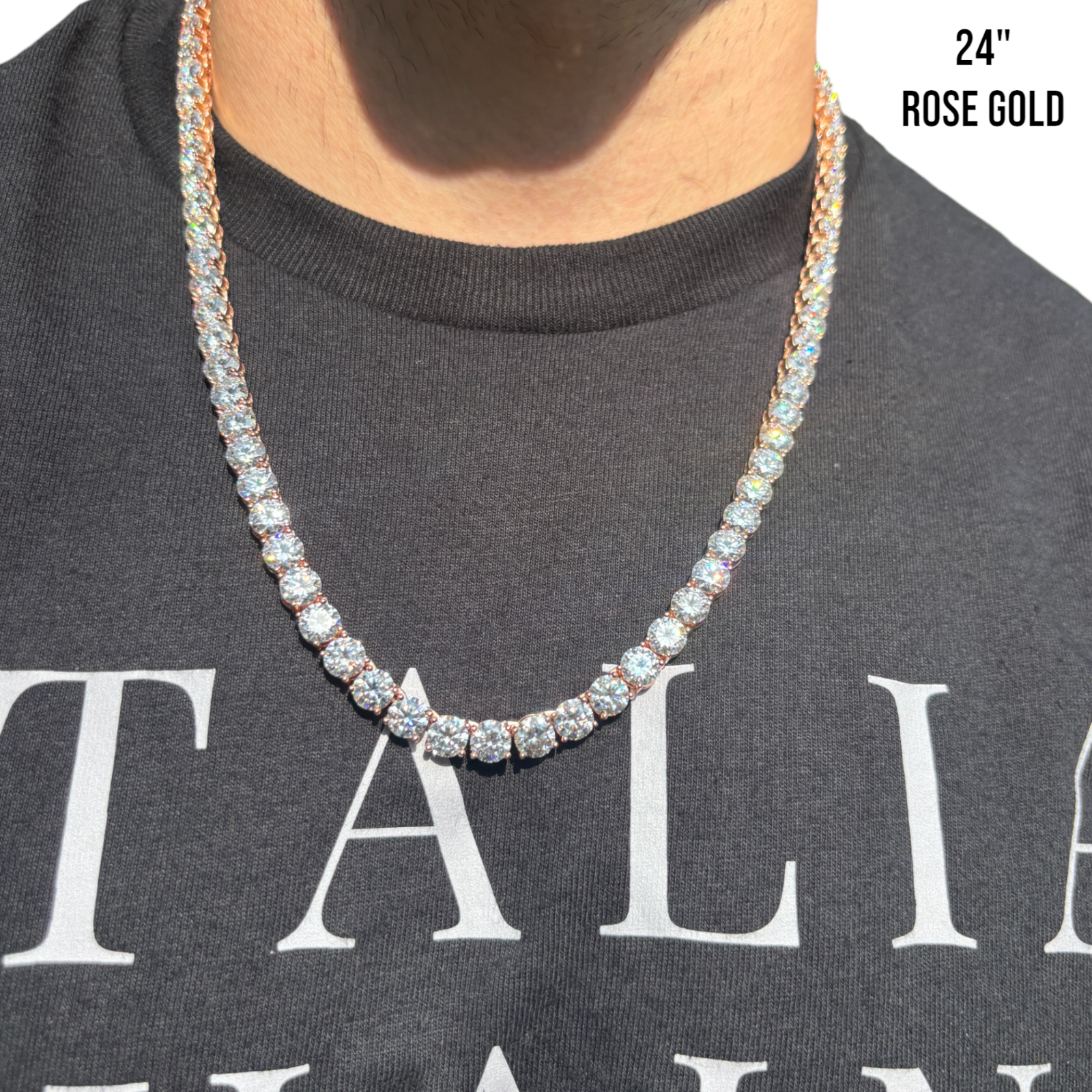 Collier chaîne tennis 7 mm en argent sterling 925 avec zircone cubique ou moissanite