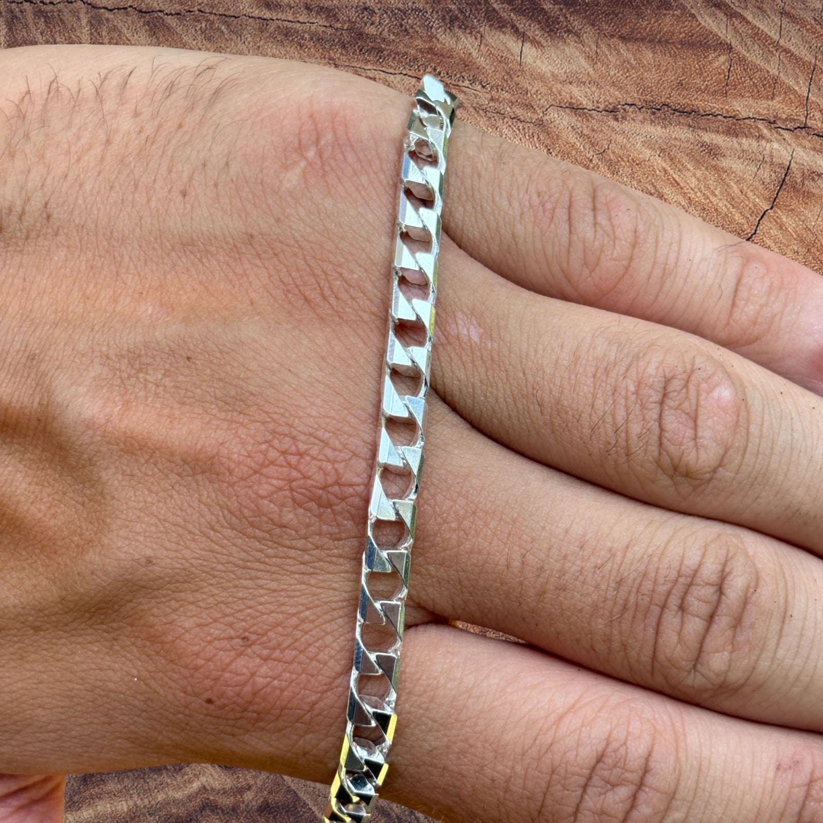 Collier en argent sterling 925 avec chaîne gourmette carrée de 6 mm
