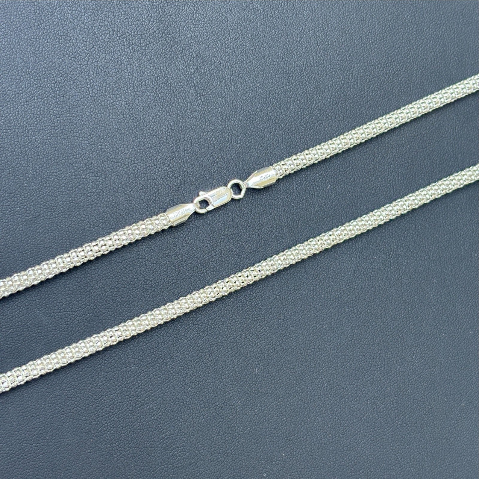 925 Sterling Silver 4mm Popcorn Ice Link Chain Necklace