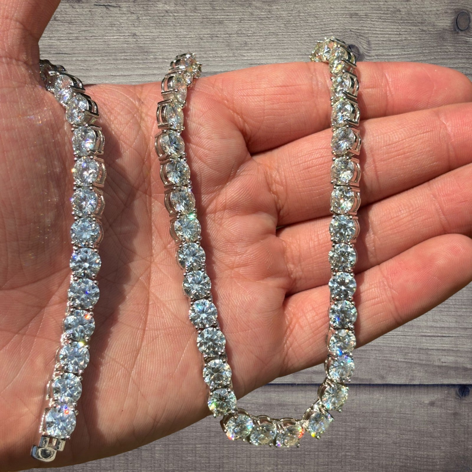 Collier chaîne tennis 7 mm en argent sterling 925 avec zircone cubique ou moissanite
