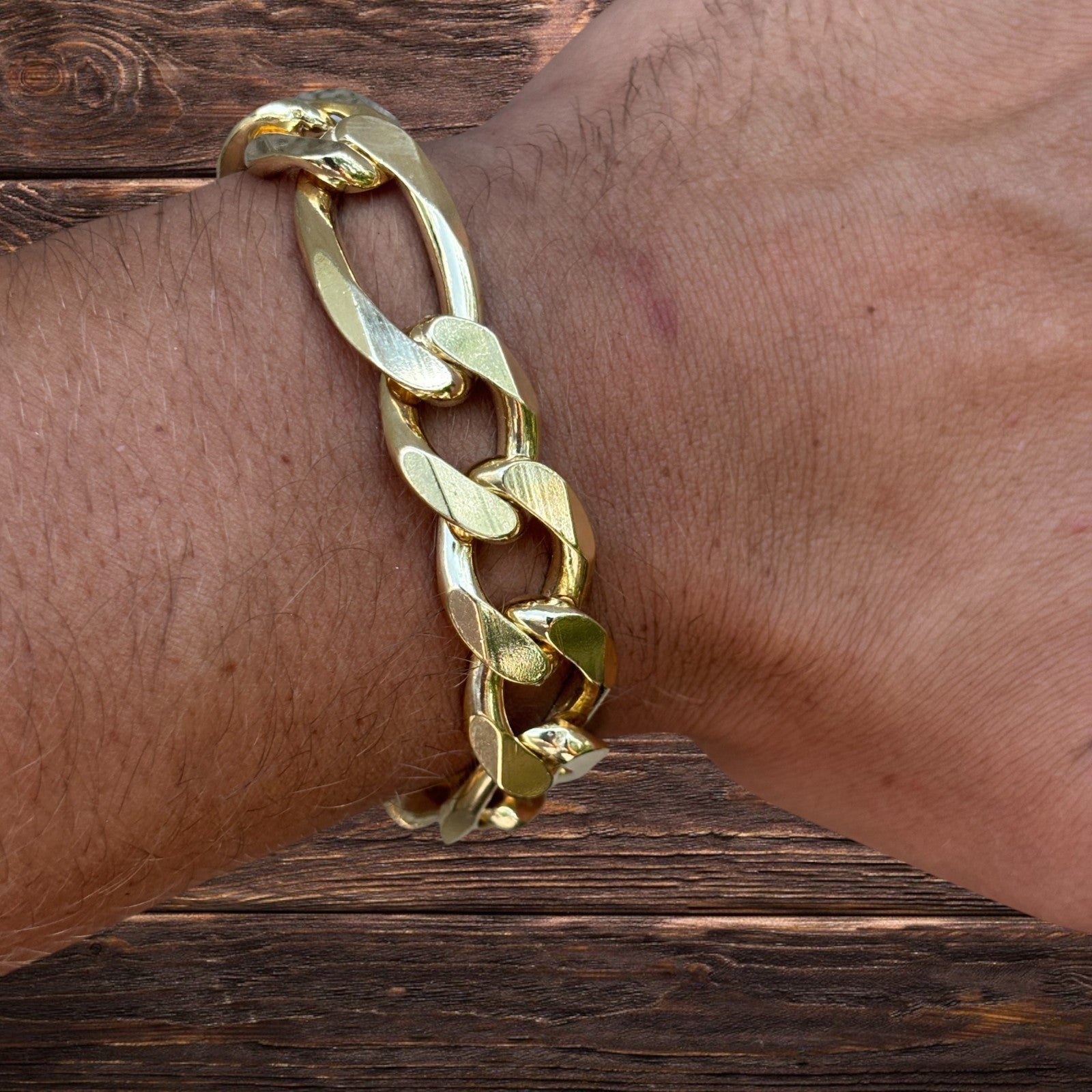 Bracelet Figaro en argent sterling 925 de 15 mm