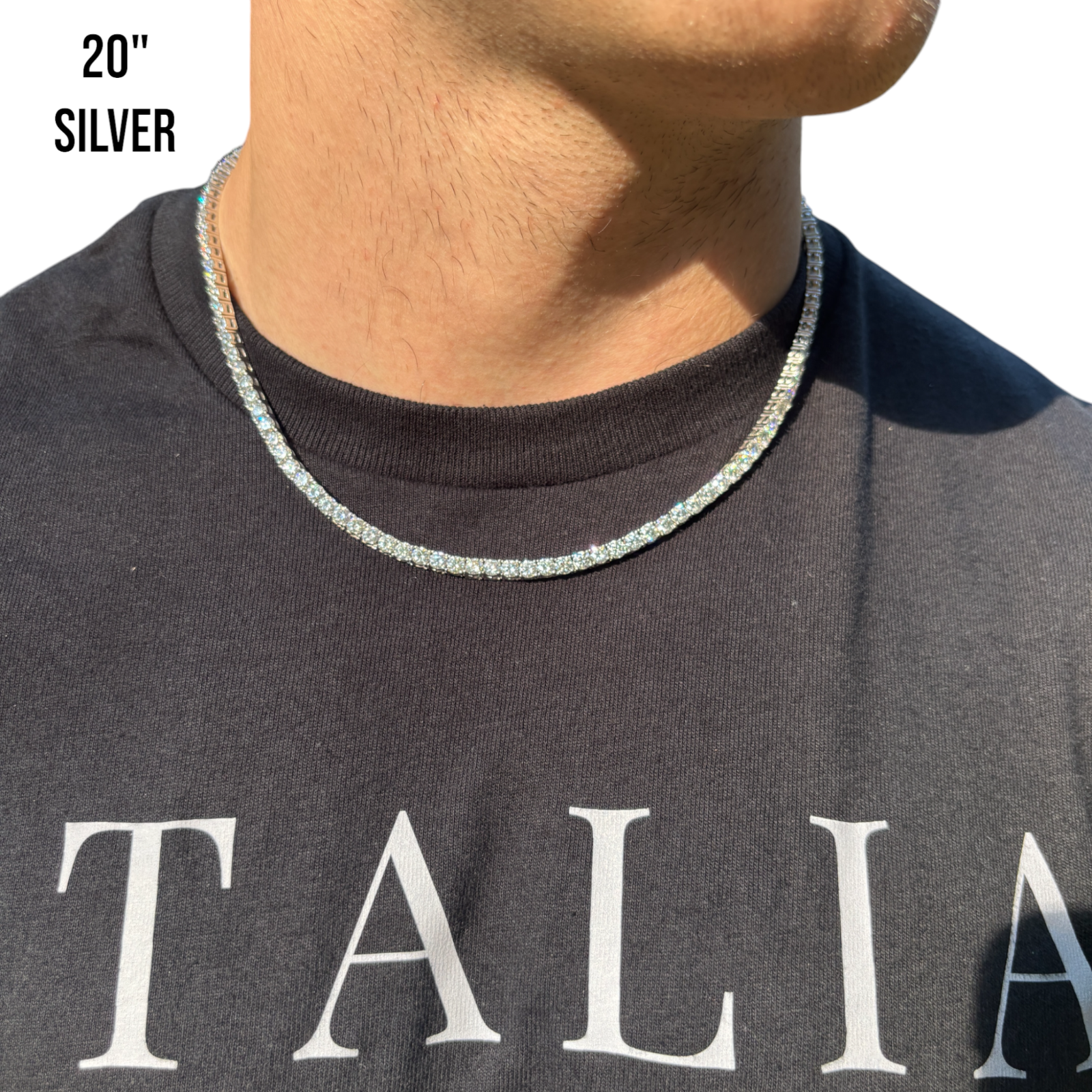 Collier chaîne tennis en argent sterling 925 de 4 mm avec zircone cubique ou moissanite