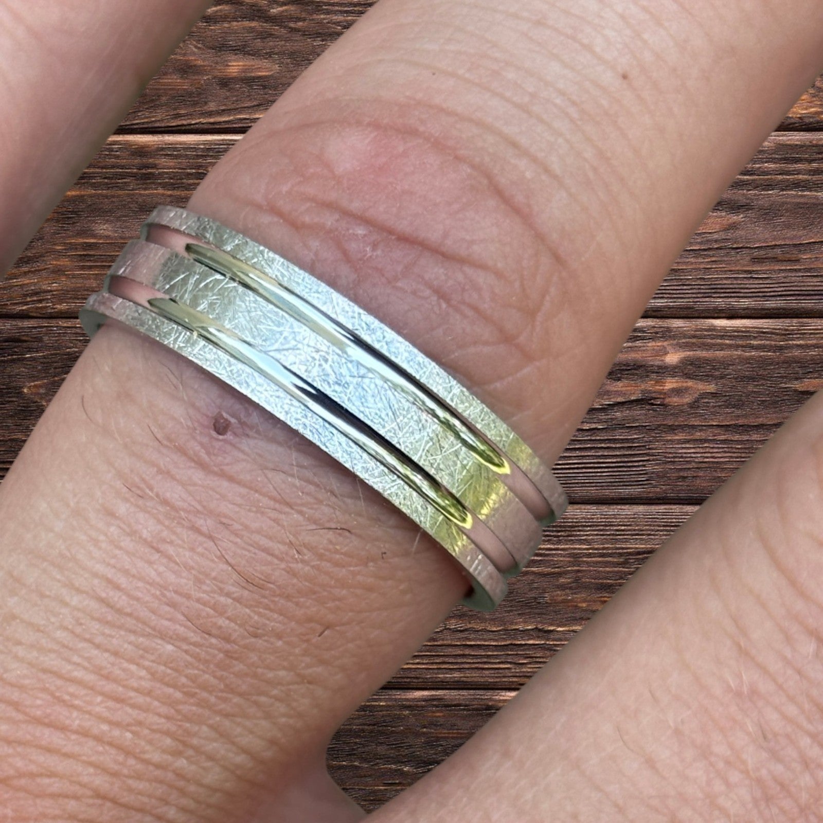925 Sterling Silver Classic Scraped Wedding Band Ring