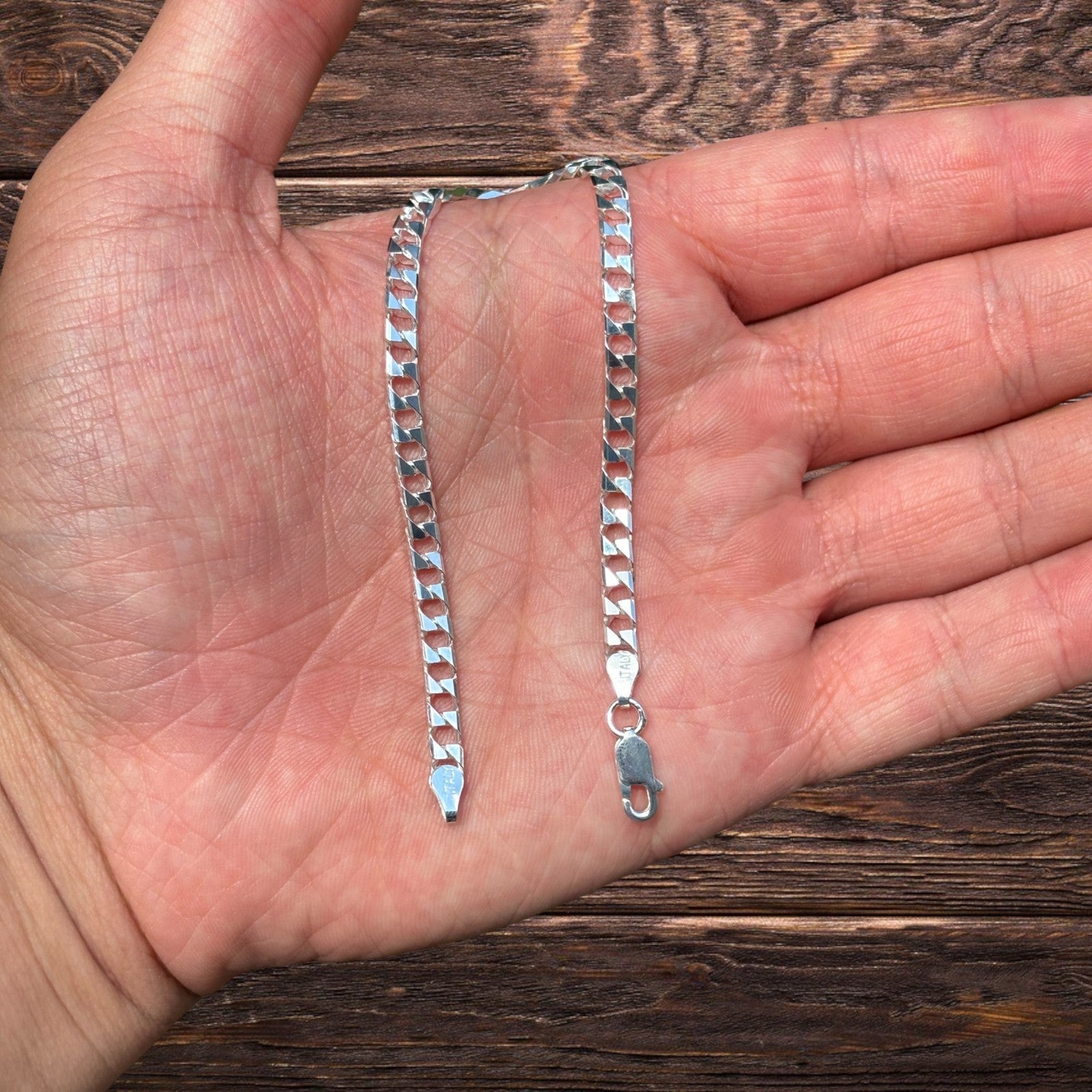 Bracelet gourmette carré en argent sterling 925 de 4 mm