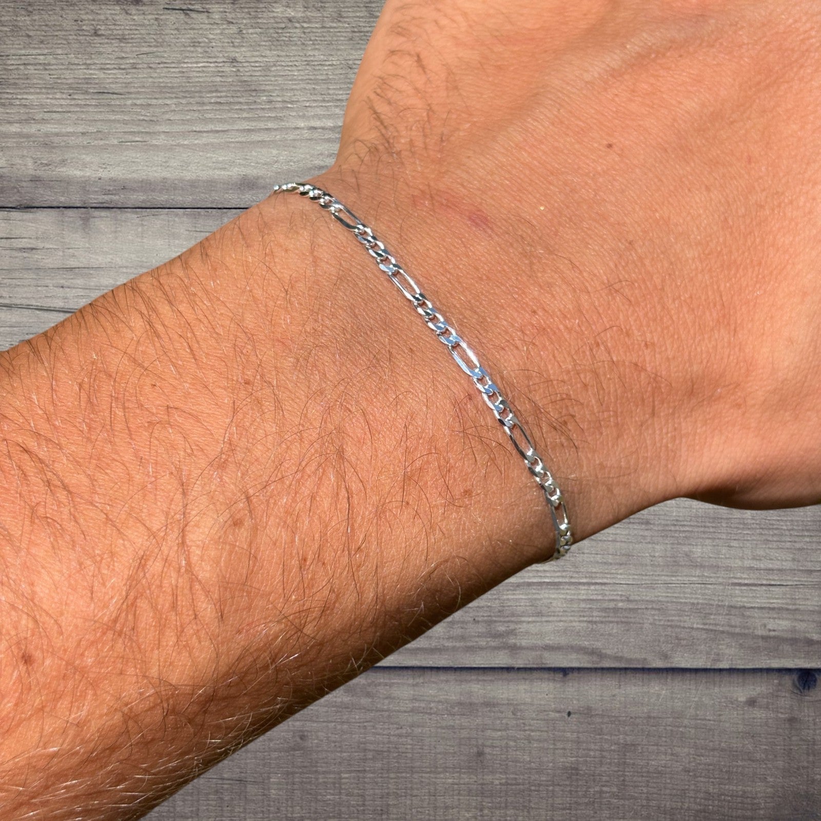 925 Sterling Silver 2.5mm Figaro Bracelet