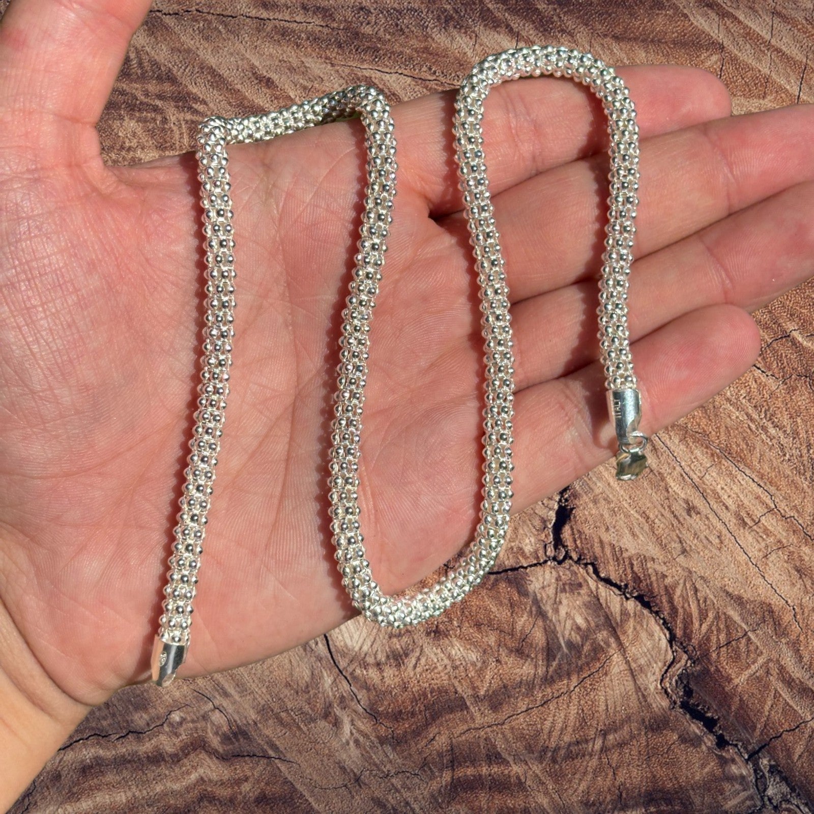 Collier à maillons Popcorn Ice en argent sterling 925 de 6 mm