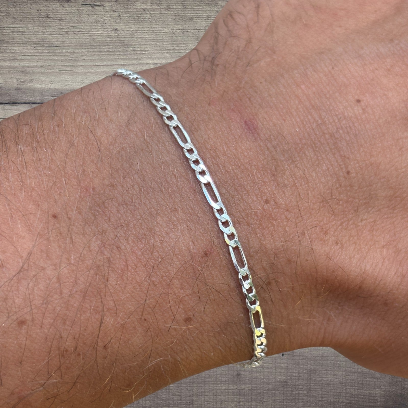 925 Sterling Silver 2.5mm Figaro Bracelet