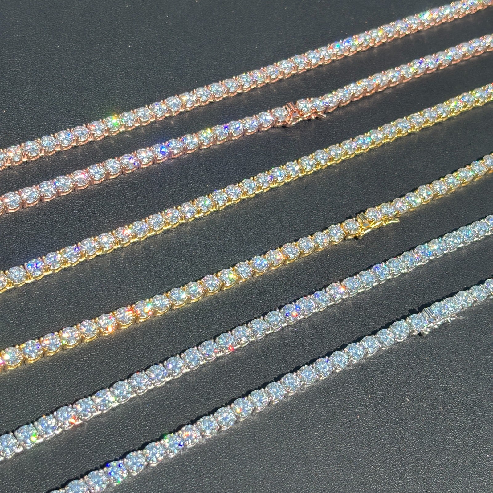 Cadena de tenis de 5 mm en plata de ley 925 con circonita cúbica o moissanita
