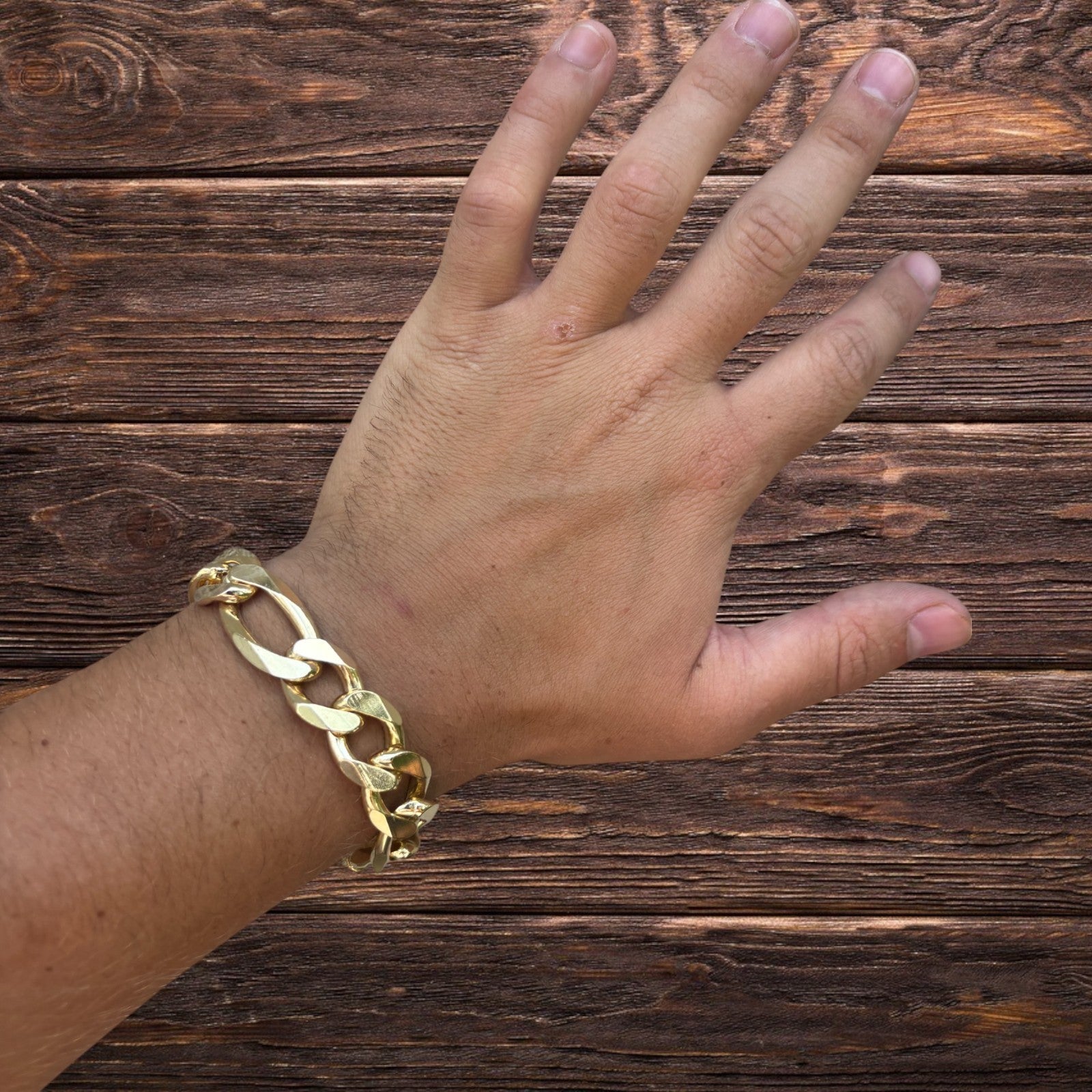 Bracelet Figaro en argent sterling 925 de 15 mm