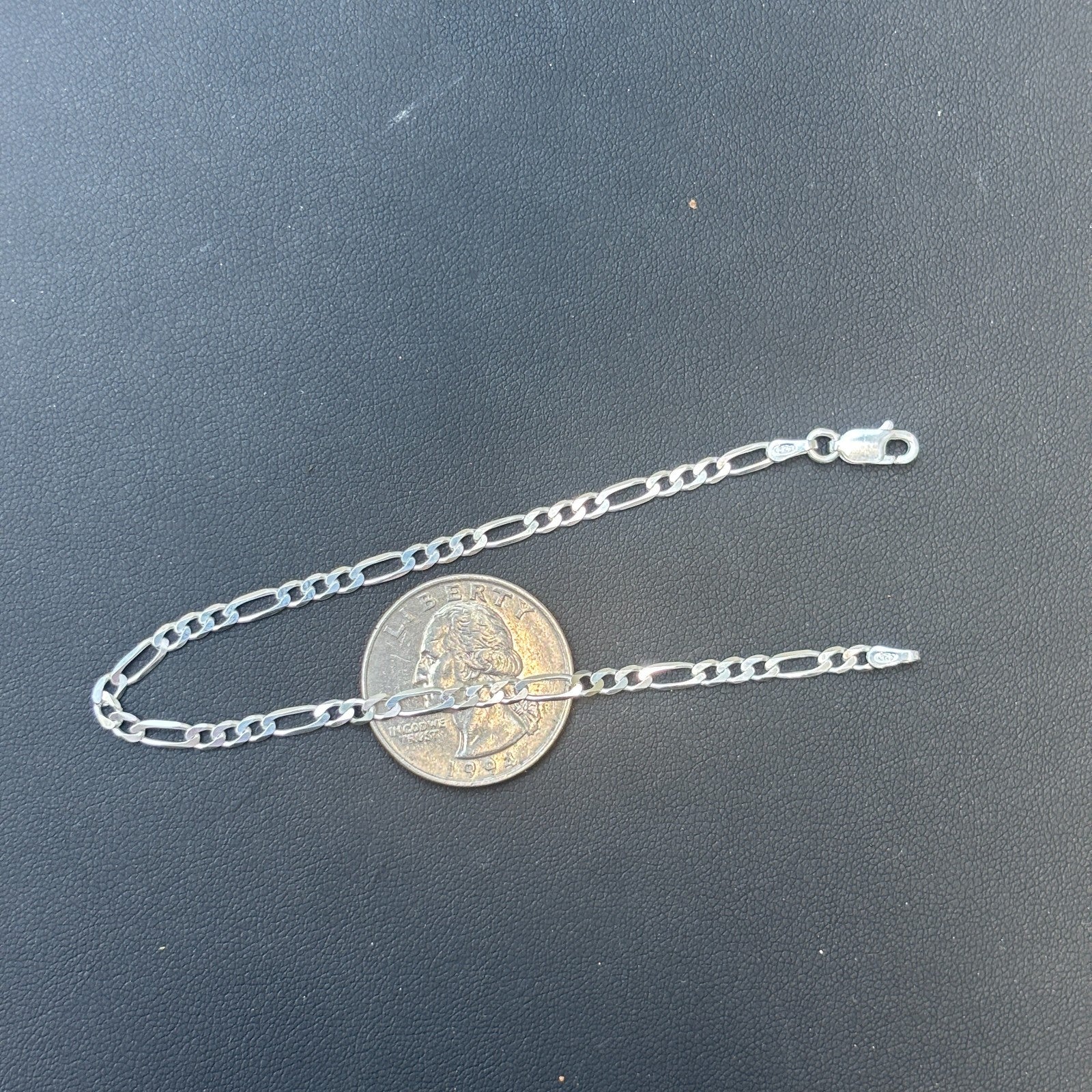 925 Sterling Silver 3mm Figaro Bracelet