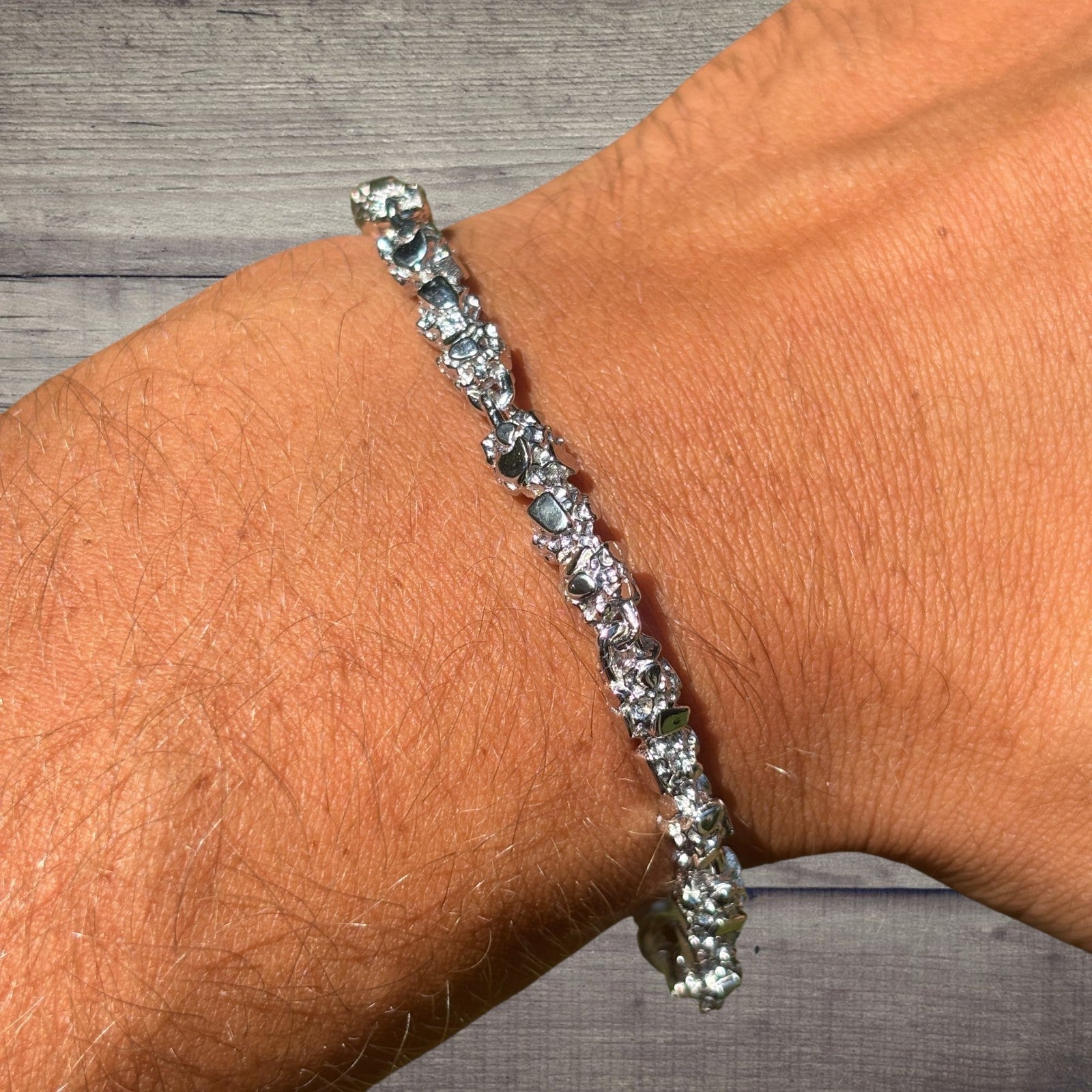 Pulsera de pepitas de plata de ley 925 de 5 mm