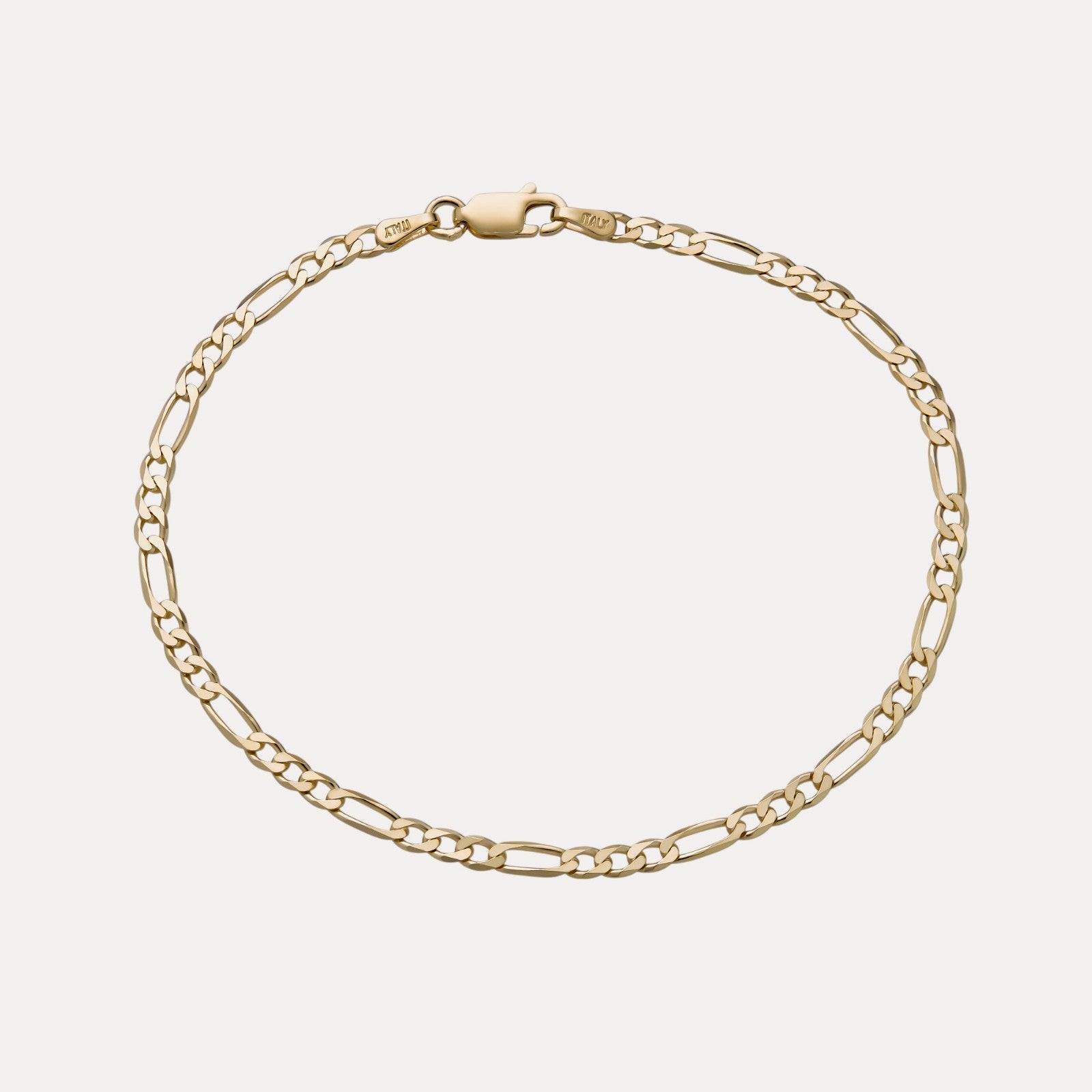 925 Sterling Silver 3mm Figaro Bracelet