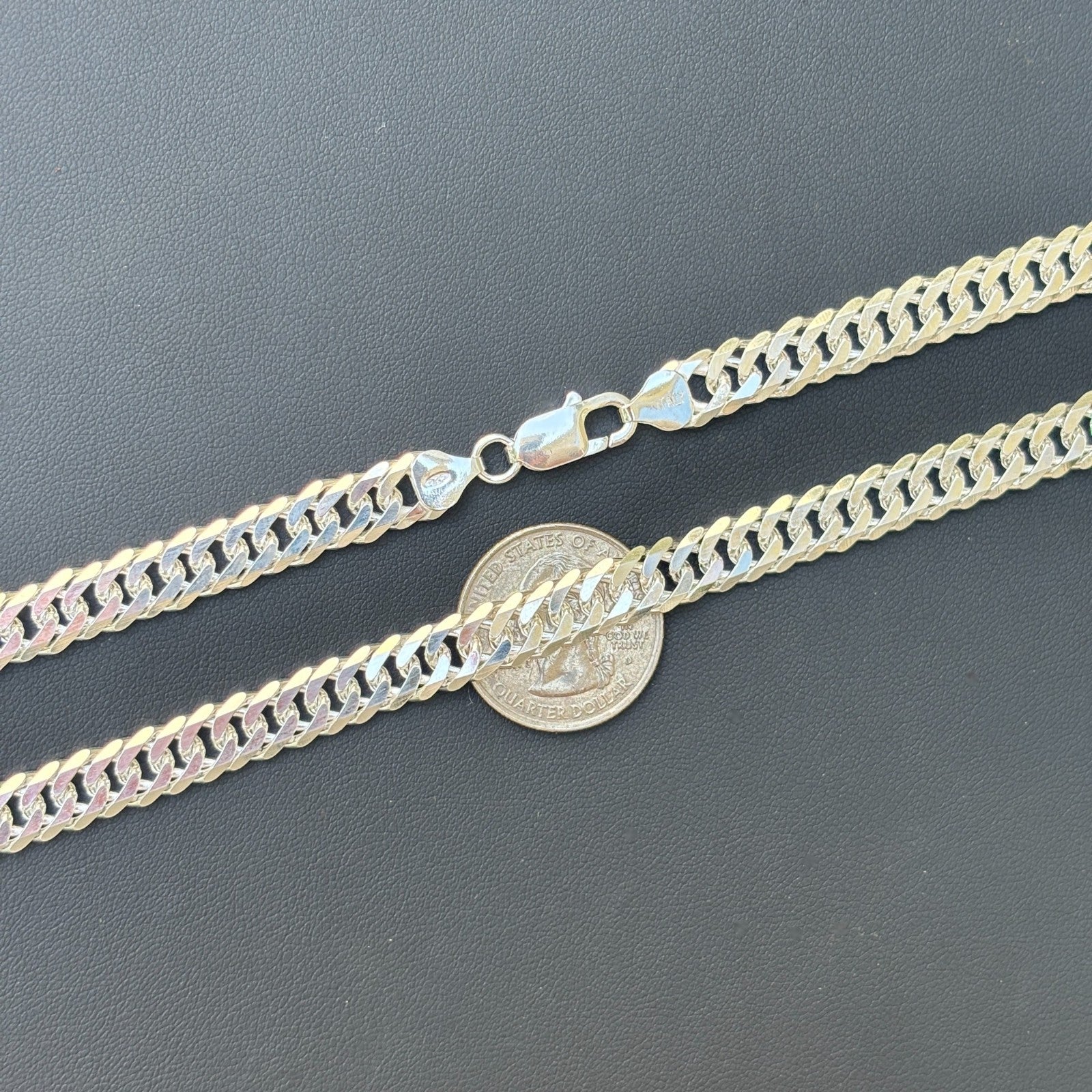 Collier à double chaîne gourmette de 8 mm en argent sterling 925