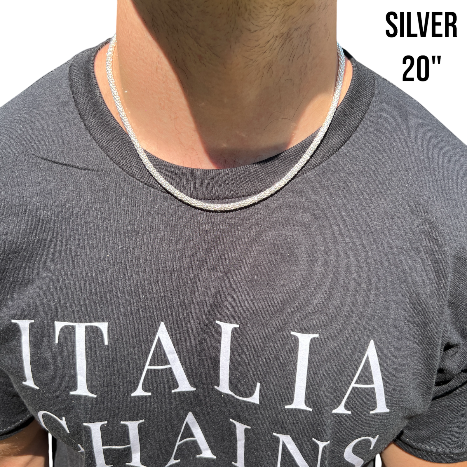 925 Sterling Silver 4mm Popcorn Ice Link Chain Necklace
