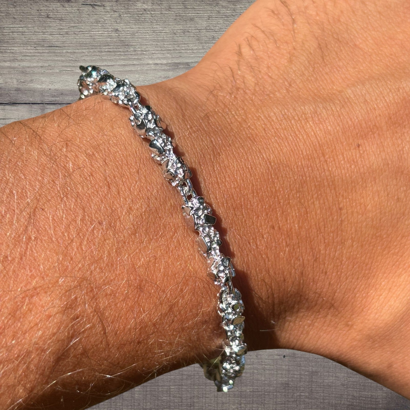 Pulsera de pepitas de plata de ley 925 de 5 mm
