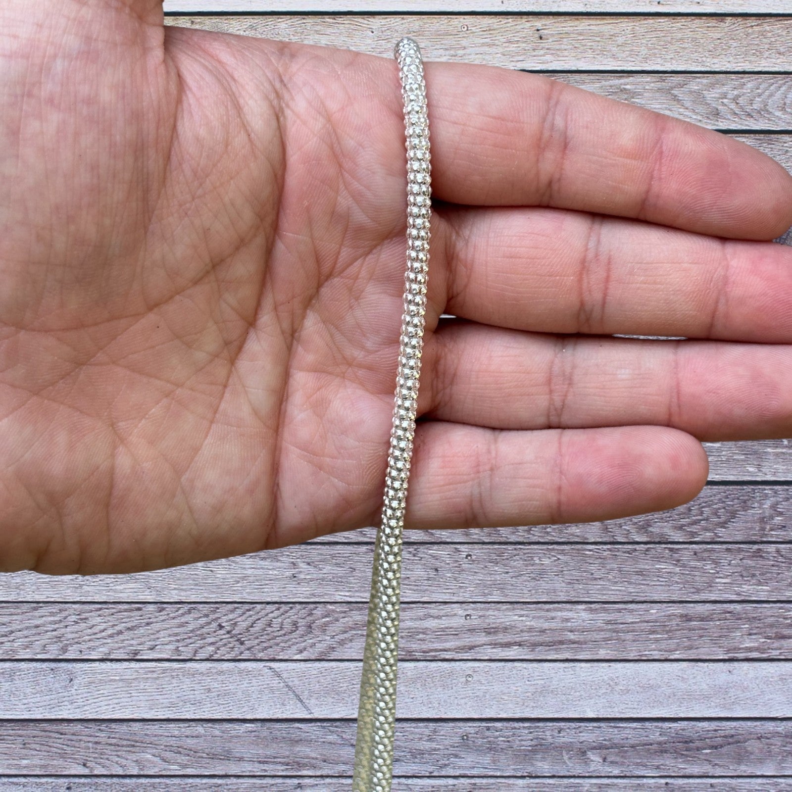 925 Sterling Silver 4mm Popcorn Ice Link Chain Necklace