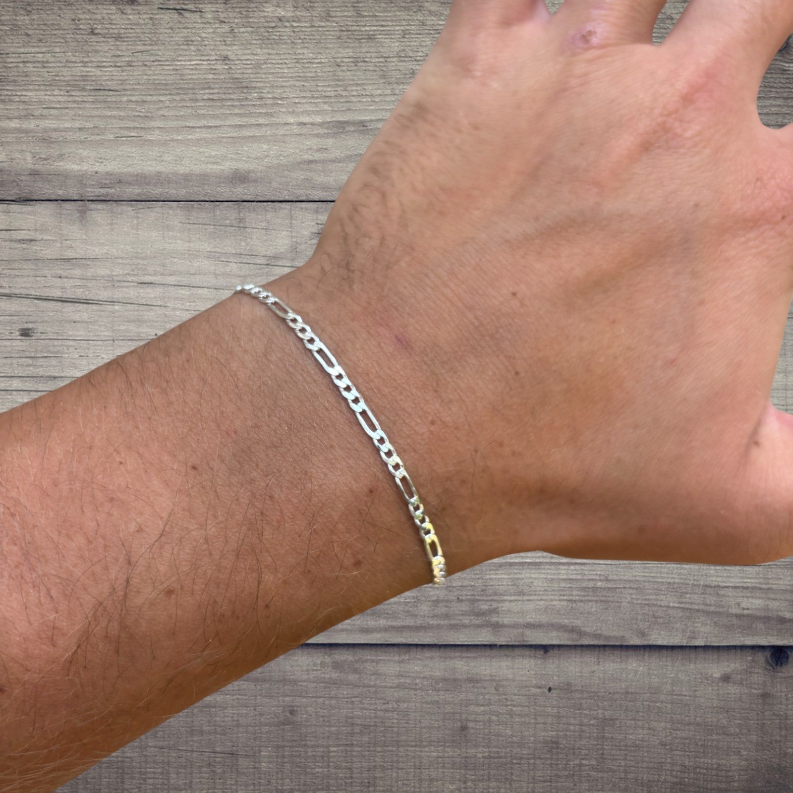 925 Sterling Silver 2.5mm Figaro Bracelet