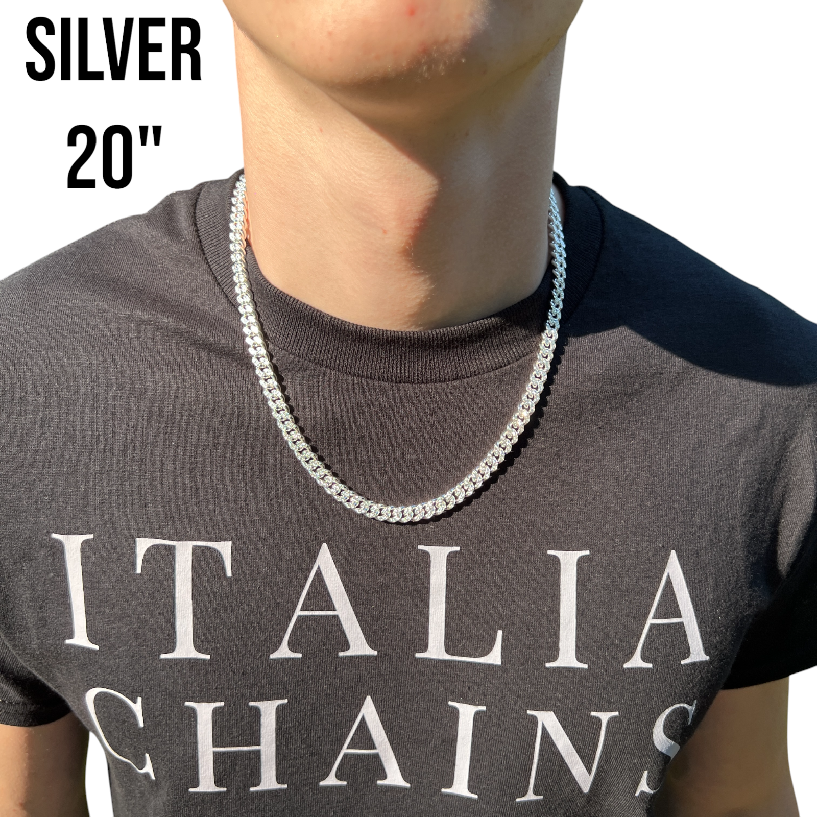 Collier en argent sterling 925 avec chaîne cubaine Miami taille diamant de 7 mm