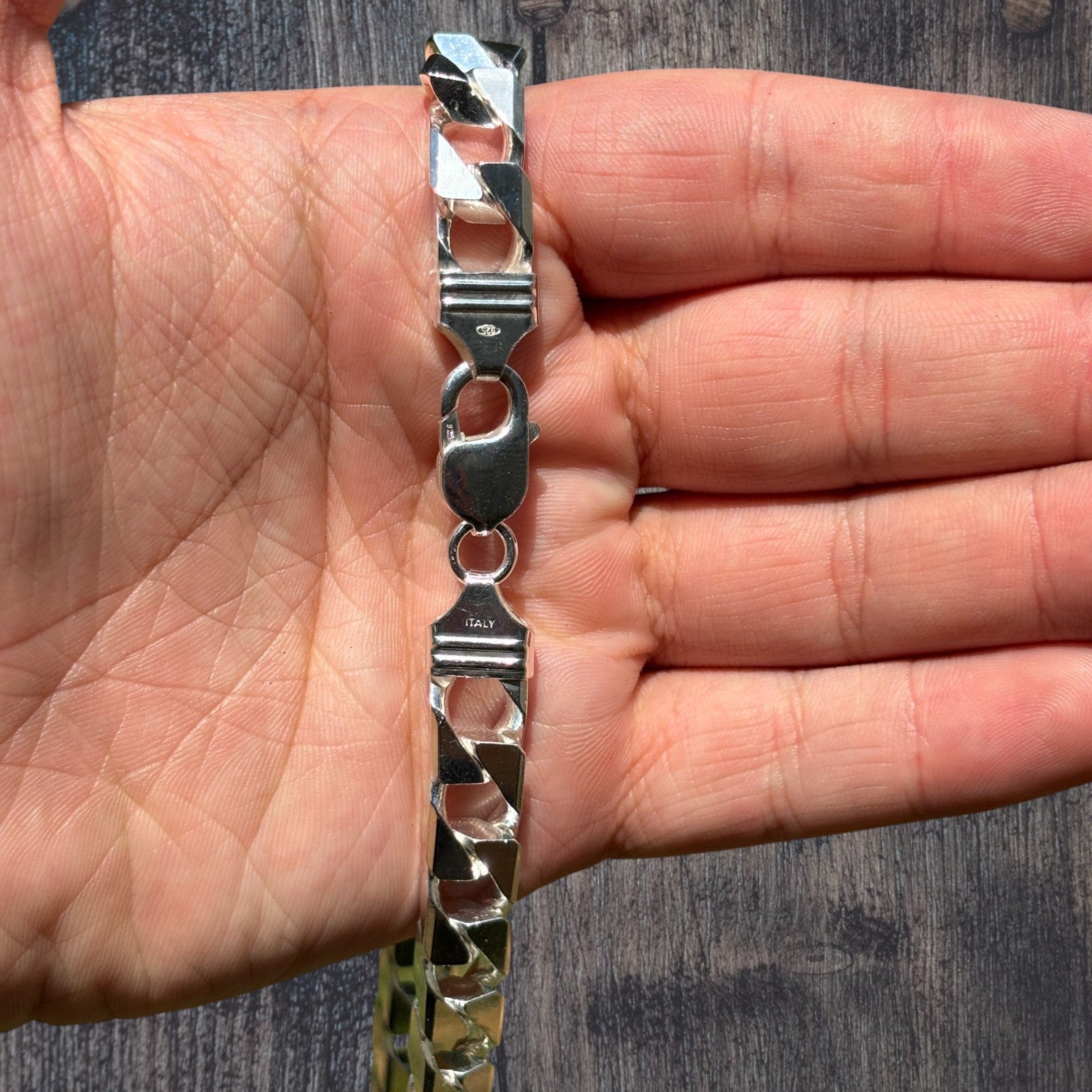 925 Sterling Silver 10mm Square Curb Chain Necklace
