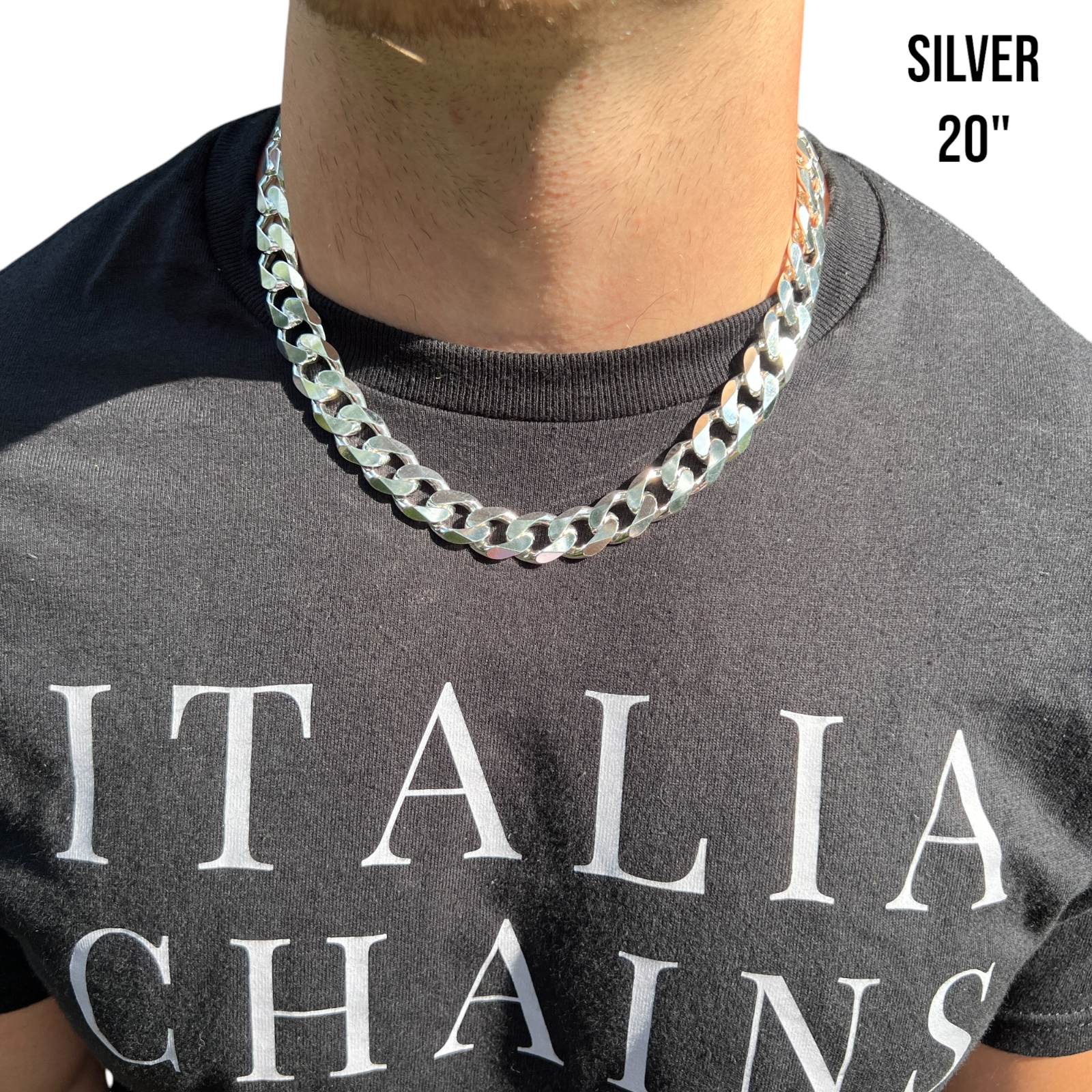 925 Sterling Silver 16mm Curb Chain Necklace