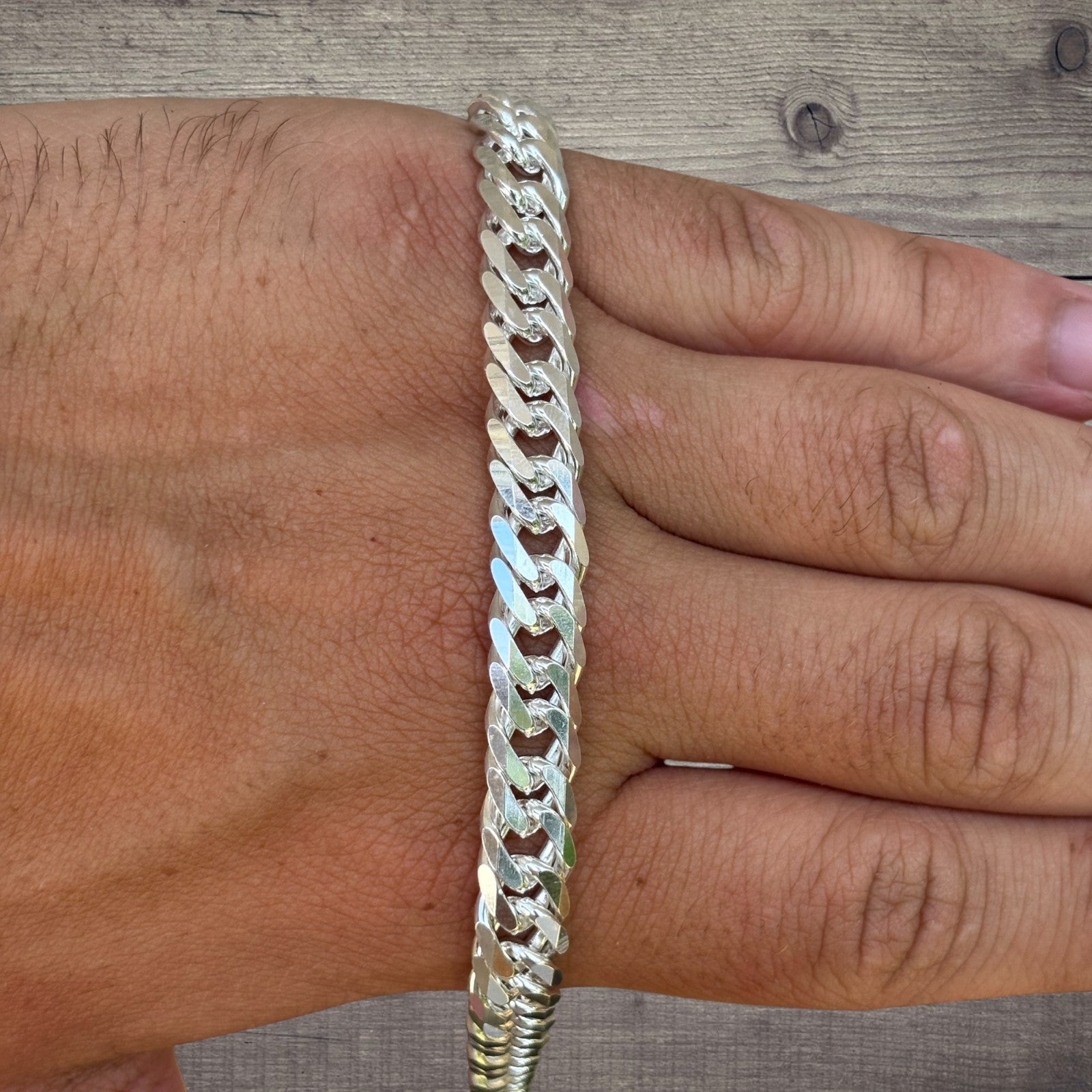 Collar de cadena doble de 10 mm en plata de ley 925