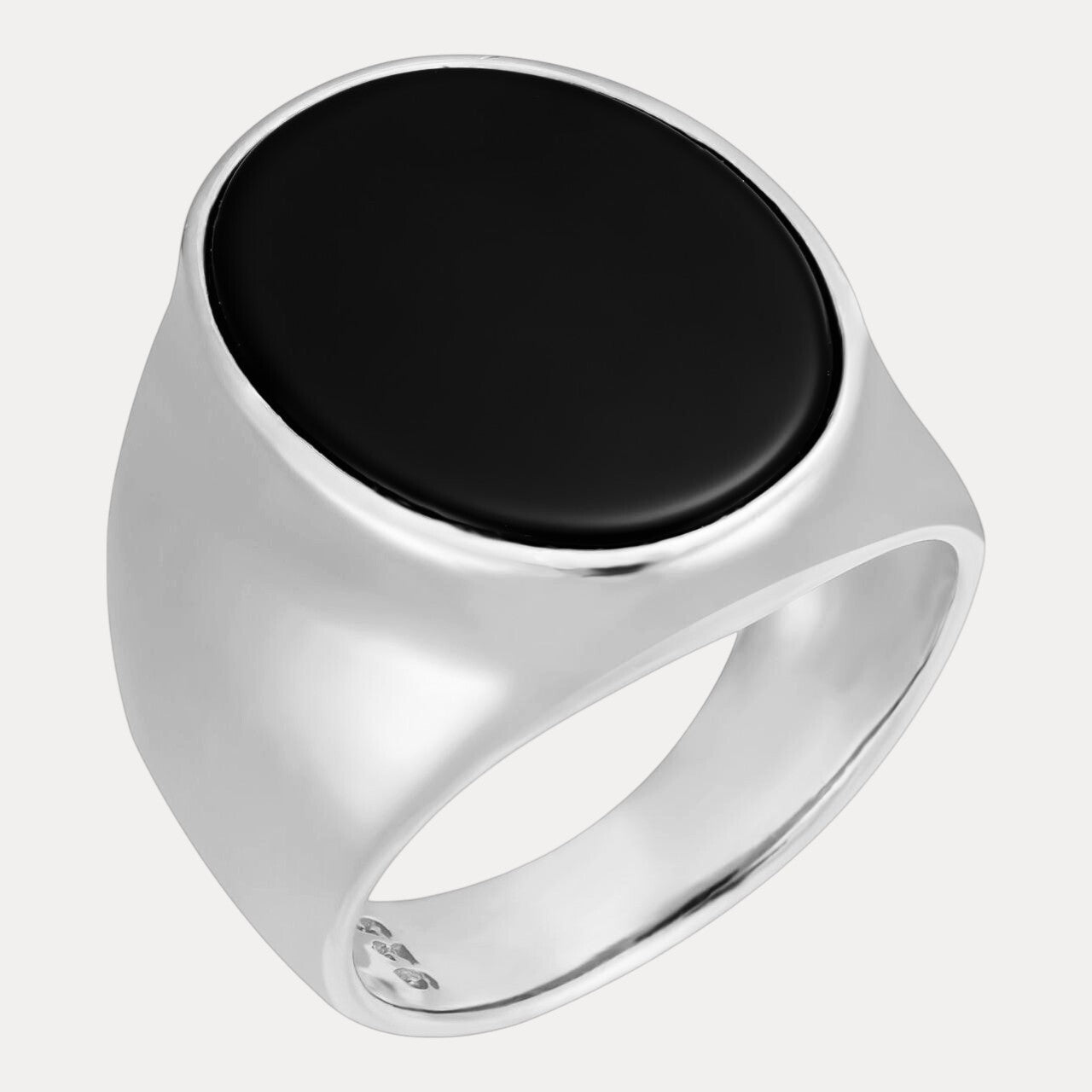 925 Sterling Silver Oval Black Onyx Ring