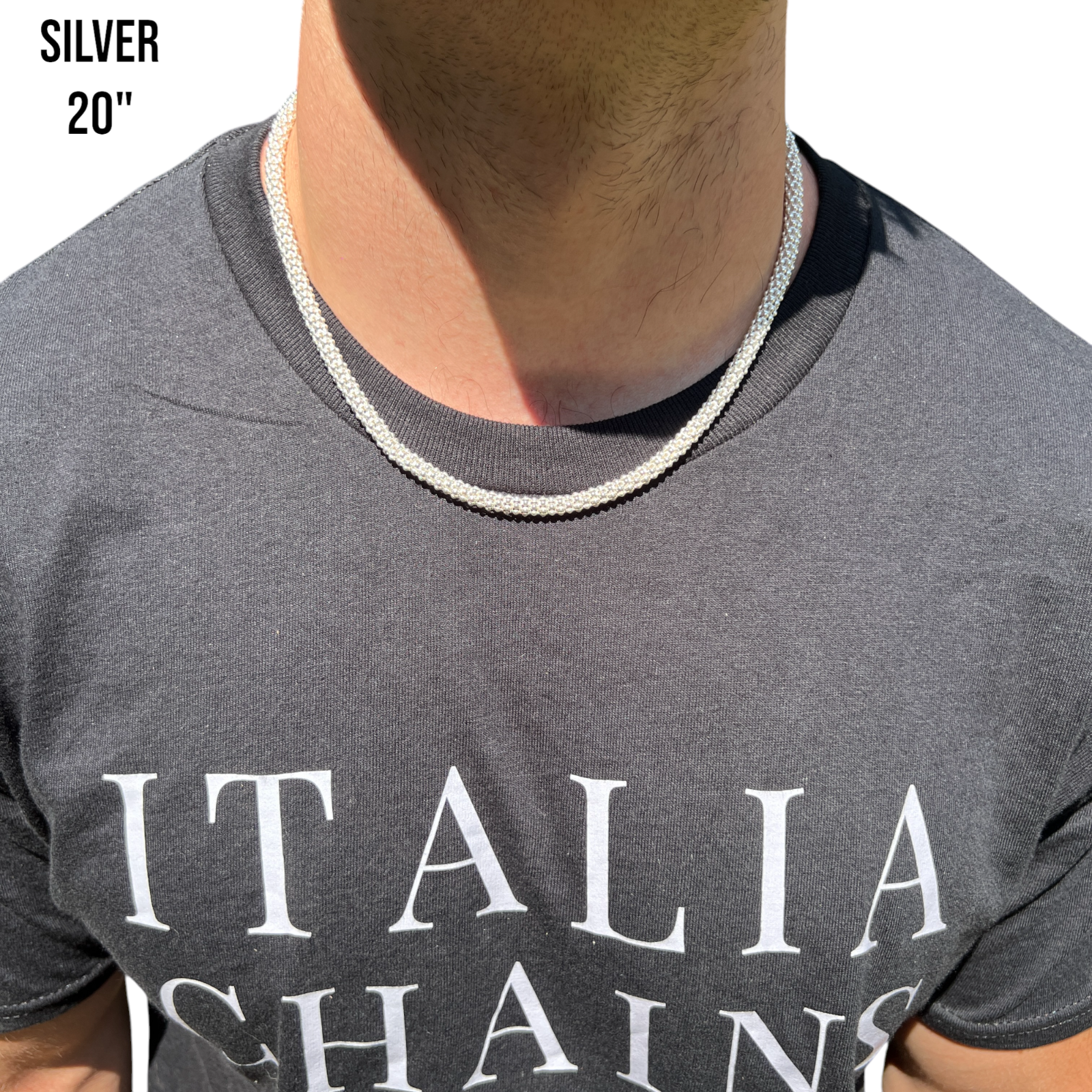 Collier à maillons Popcorn Ice en argent sterling 925 de 6 mm