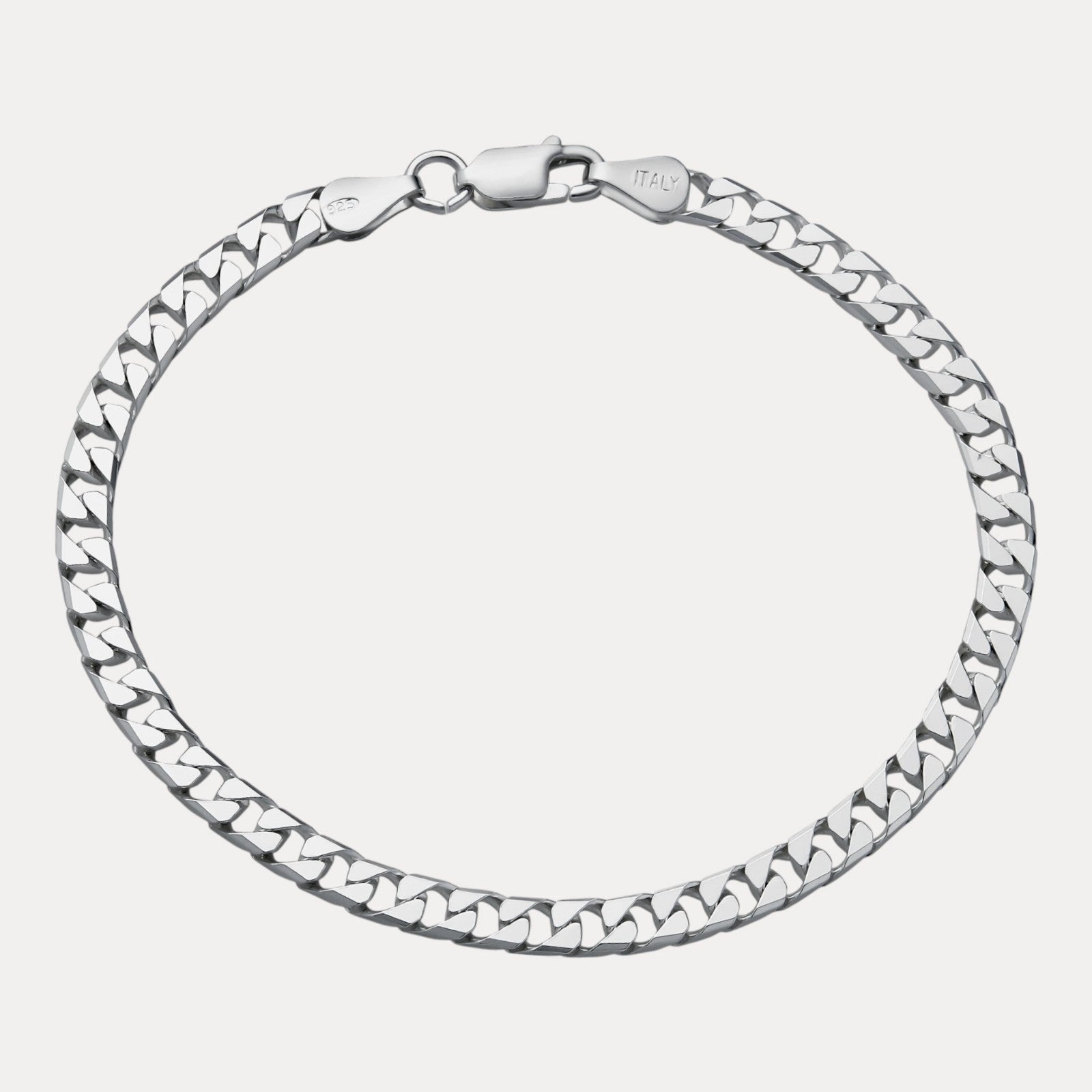 Bracelet gourmette carré en argent sterling 925 de 4 mm