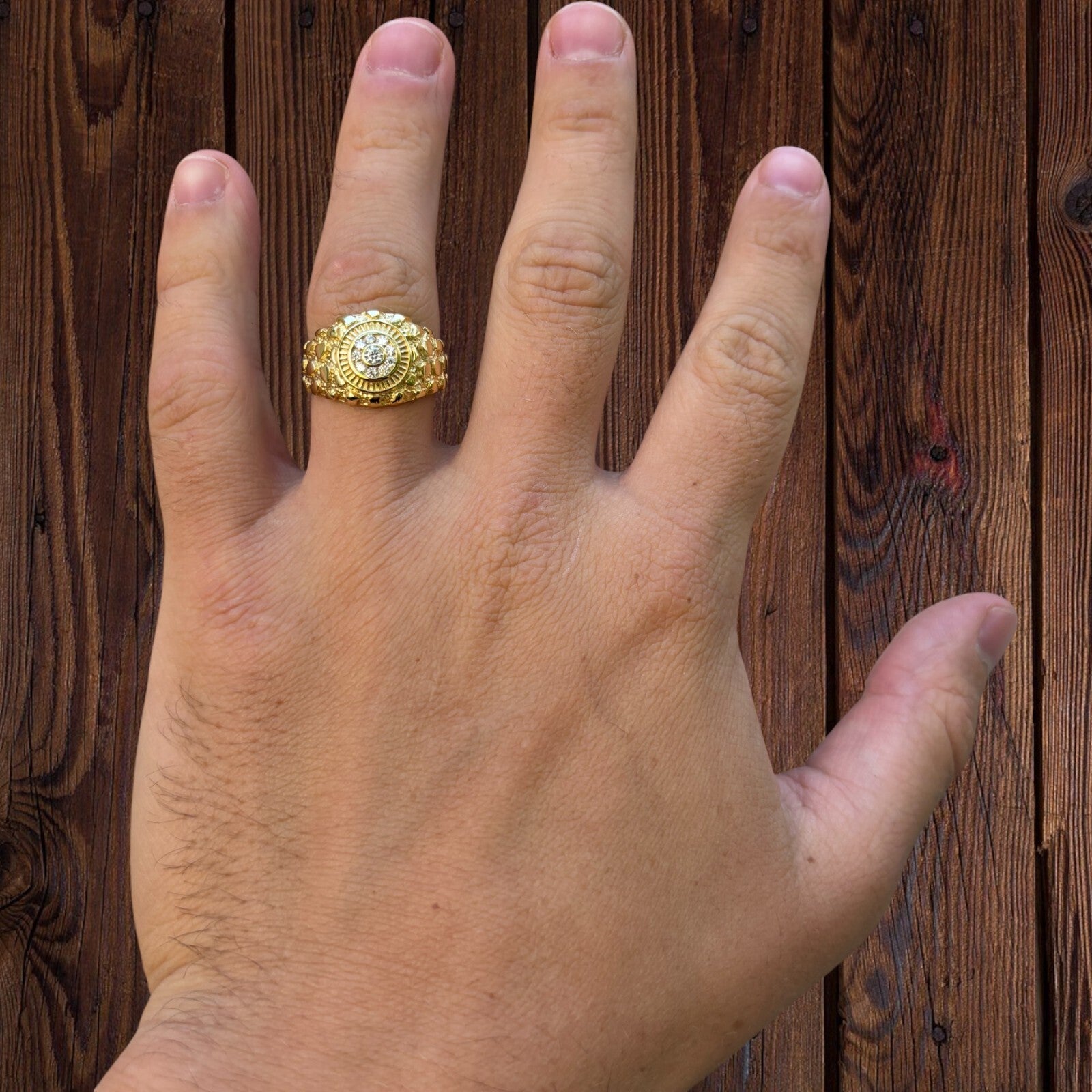 925 Sterling Silver Nugget Ring With Moissanite